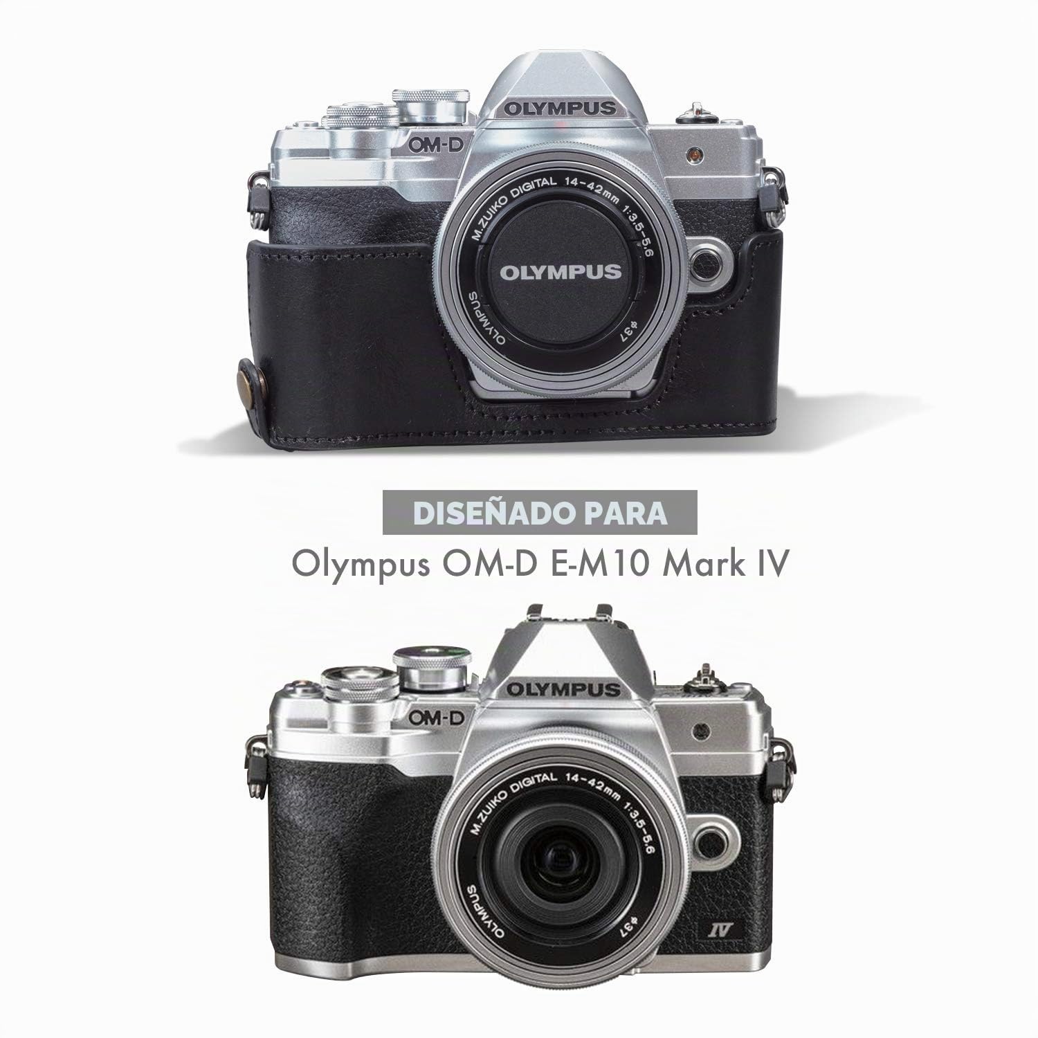 MegaGear Ever Ready - Funda de Piel auténtica Compatible con Olympus OM-D E-M10 Mark IV