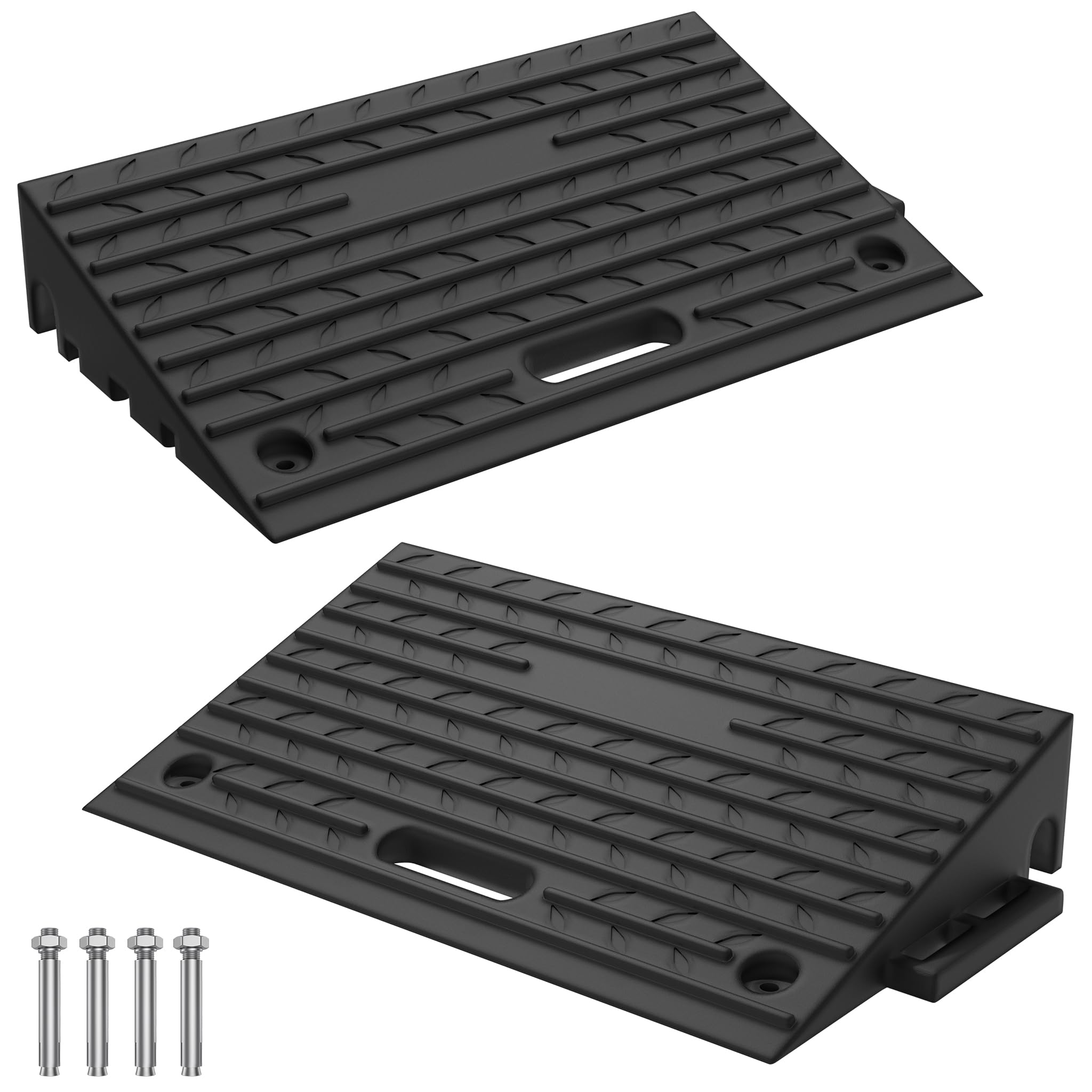 SUBTLETY 2 rampas de goma para bordillos, modulares, de plástico, portátiles, para bordillos, plataformas de carga hasta 2000 kg, antideslizantes, para coche, moto, sillas de ruedas y scooters