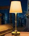 Rechargeable Table Lamp Cordless,5200mAH Battery Operated LED Lamp,3000K Stepless Dimming,Portable Touch Control Wireless Lamp for Dining Room Living Room Bedroom Restaurant Gold 1 Pack
