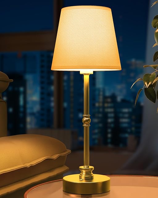 Rechargeable Table Lamp Cordless,5200mAH Battery Operated LED Lamp,3000K Stepless Dimming,Portable Touch Control Wireless Lamp for Dining Room Living Room Bedroom Restaurant Gold 1 Pack