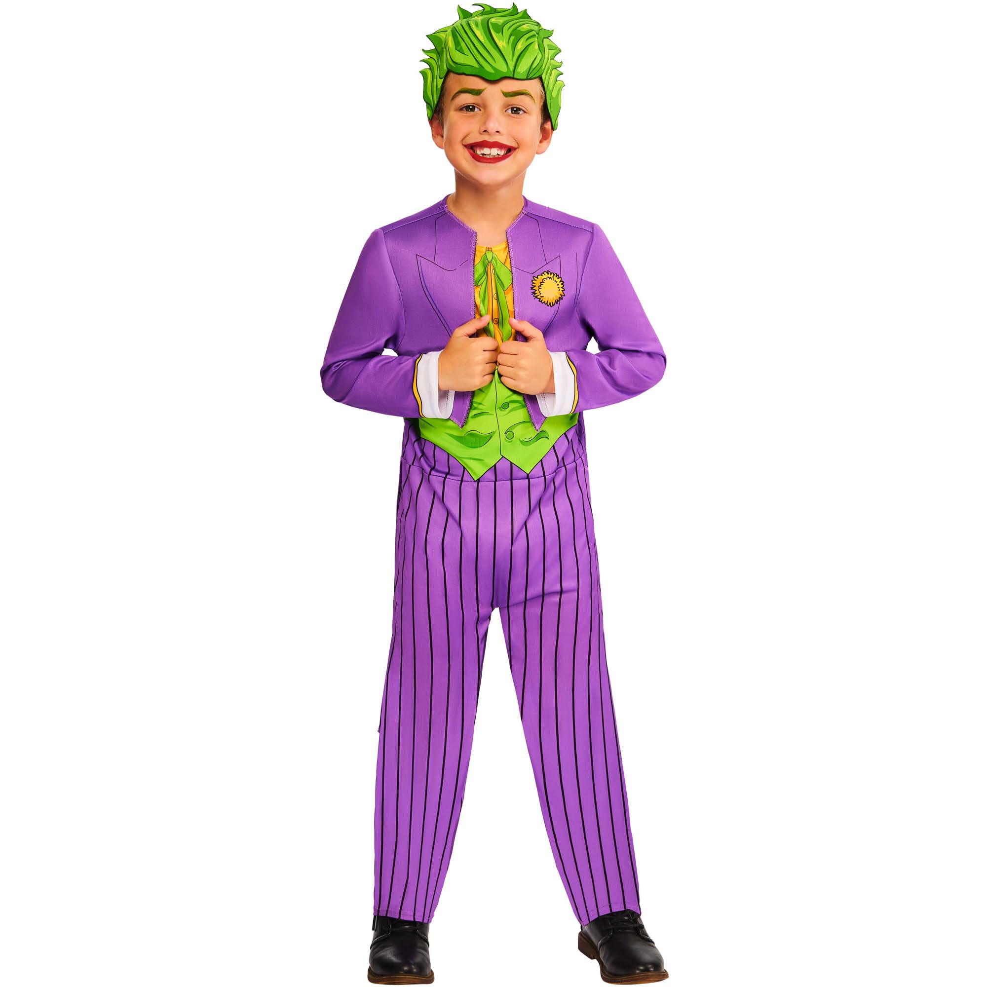 Rubies Official WB Joker Costume, Kids Fancy Dress, Size Age 7-8 Years Halloween, Multi, size 7-8
