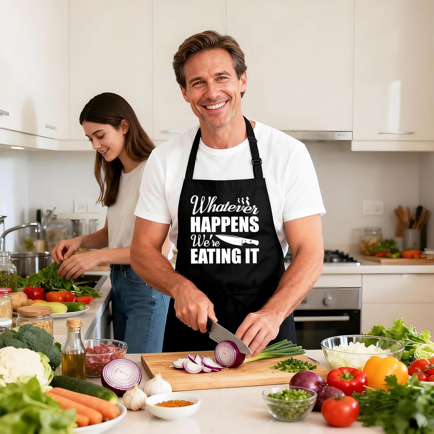 Kaidouma Grill BBQ Aprons for Men - Men's Funny Chef Cooking Grilling Apron with 2 Pockets - Image 2