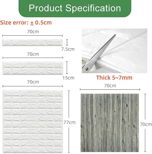 Miniatura 2 de Papel tapiz de ladrillo impermeable 3D, paneles de pared de espuma para despegar y pegar, para TV, sala de estar, dormitorio, decoración de pared,