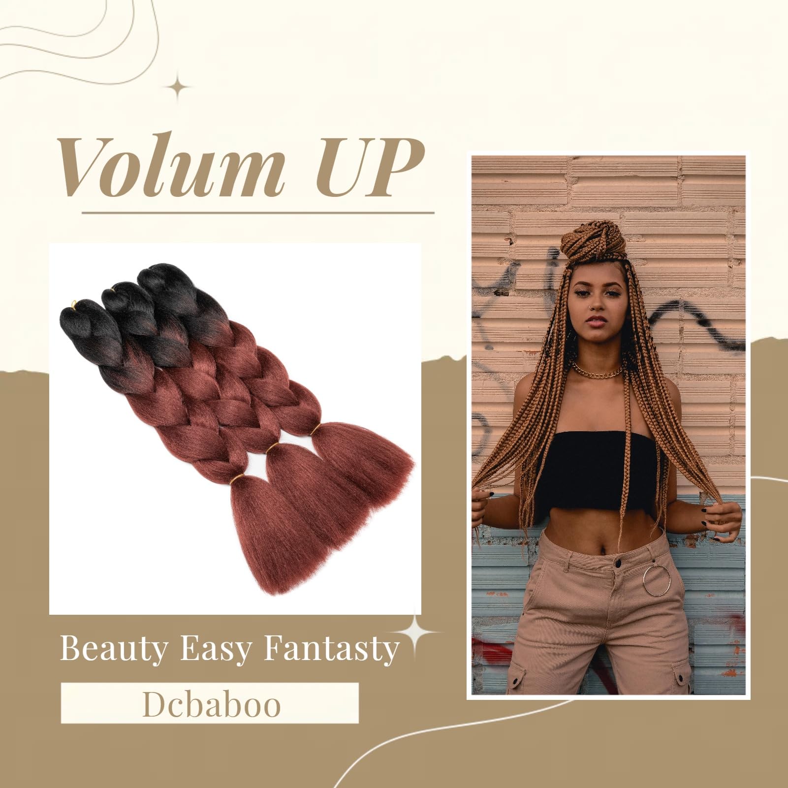 Dcbaboo Jumbo Braiding Hair Extensions 3packs 24inch Synthetic Hair Kanekalon Ombre Braids Afro Crochet Braids Twist Hair Extensions 300g - Image 3
