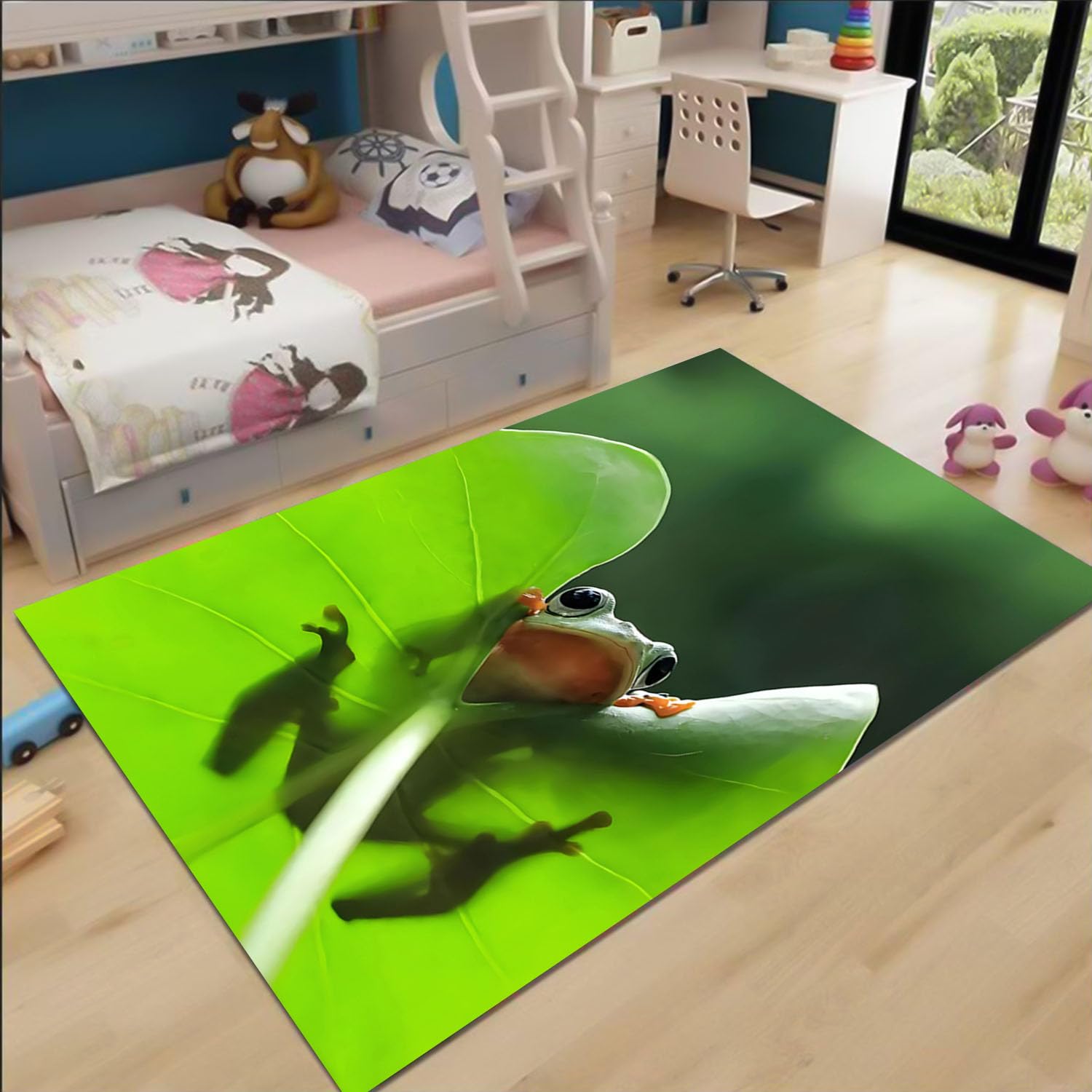 Tapis de salon grenouilles douces 160 x 230 cm pour illuminer la chambre d'enfant