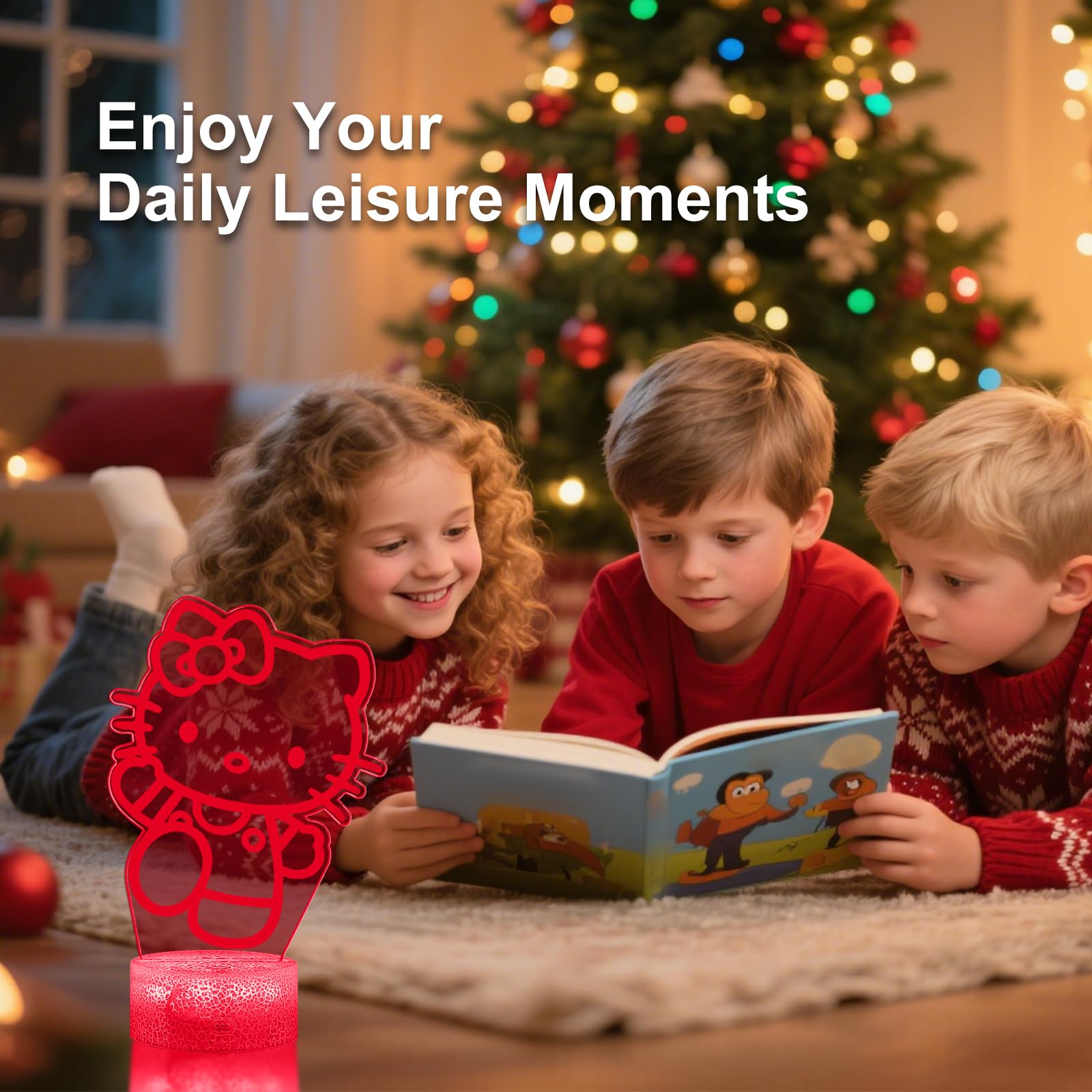 XJMZX Cute Night Light 3D Bedroom Decor for Birthday Christmas Party Smart Remote Control Boy Gifts for Childrens — view 3