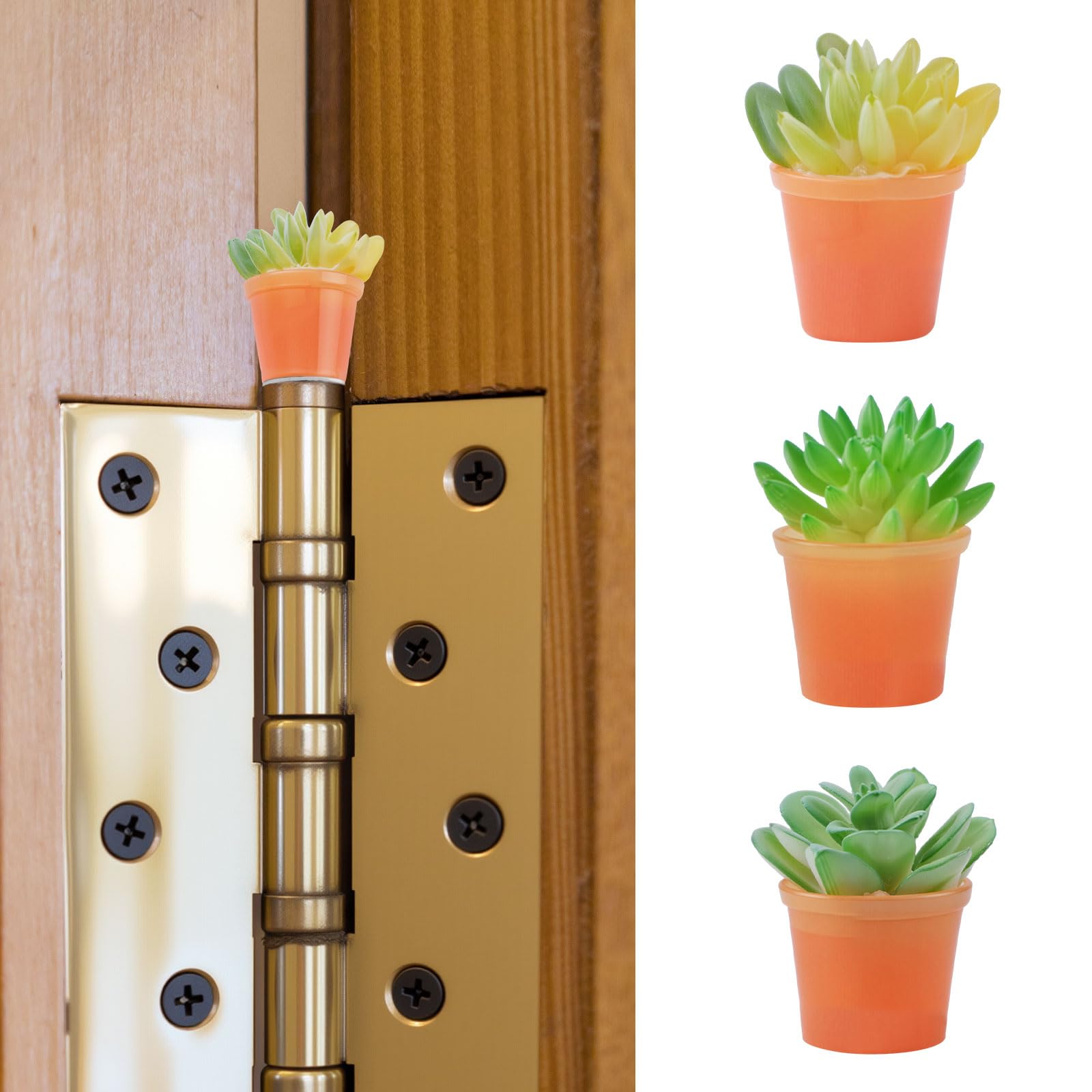 UFURMATE 3Pcs Hinge Head Home Decoration, Magnetic Mini Succulent Hinge Decorative Topper Creative Potted Plant Hinges Head Magnets Ornaments