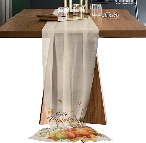 Hello Pumpkins Chiffon Table Runner 120 Inches Long, Voile Sheer Tulle Runner for Rustic Wedding Reception Bridal Shower Decorations Birthday Party,