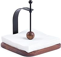 CELESTREE Black Walnut Wooden Napkin Holder - Windproof Square Dispenser with Metal Accents, Fits 5-7 Inch Napkins for Kitchen Bar Outdoor