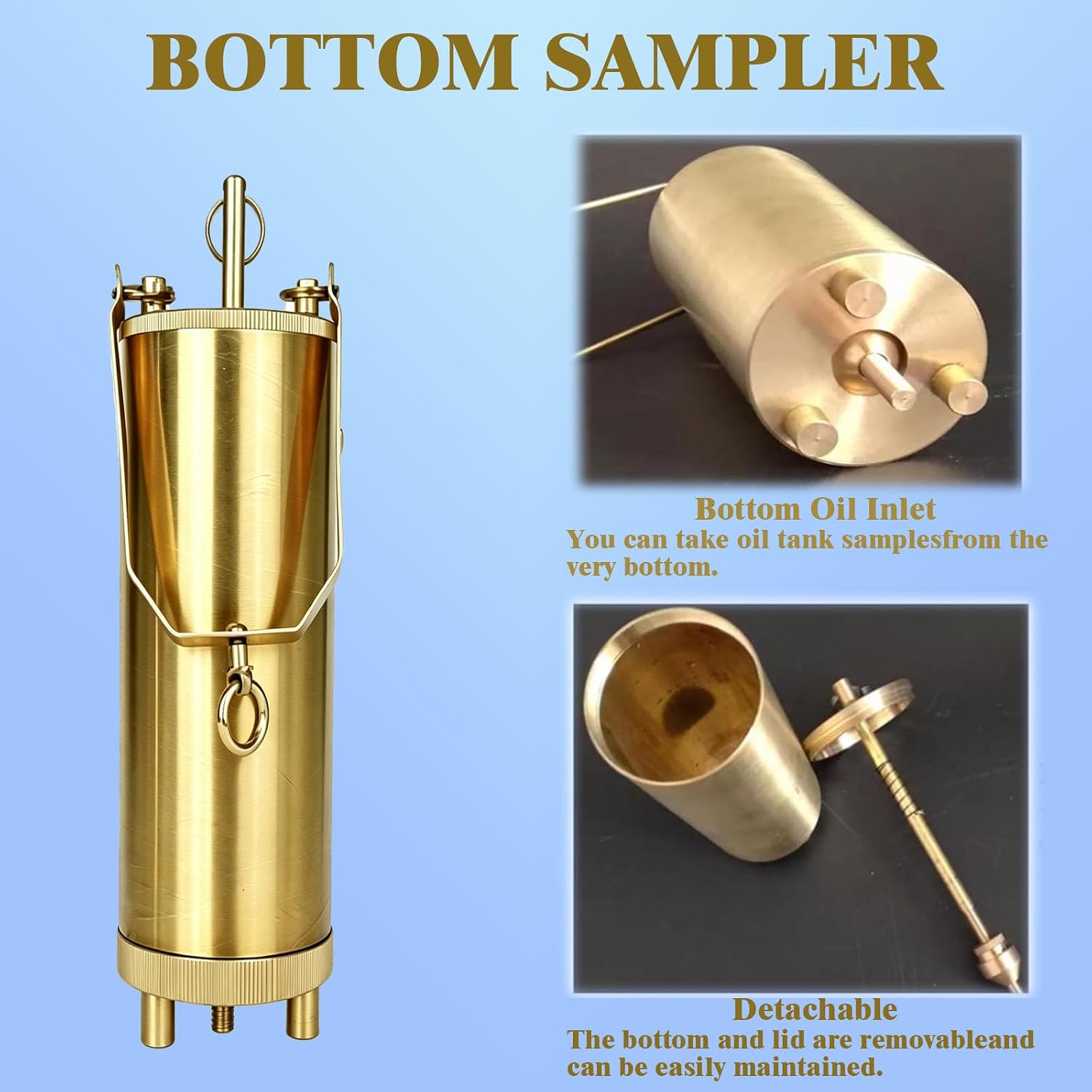 Detachable 1000ml Stainless Steel Liquid Sampler Kit - Bottom Thief Fuel Tank Collector with 5m Cotton Rope for Effortless Liquid Extraction & Sampling