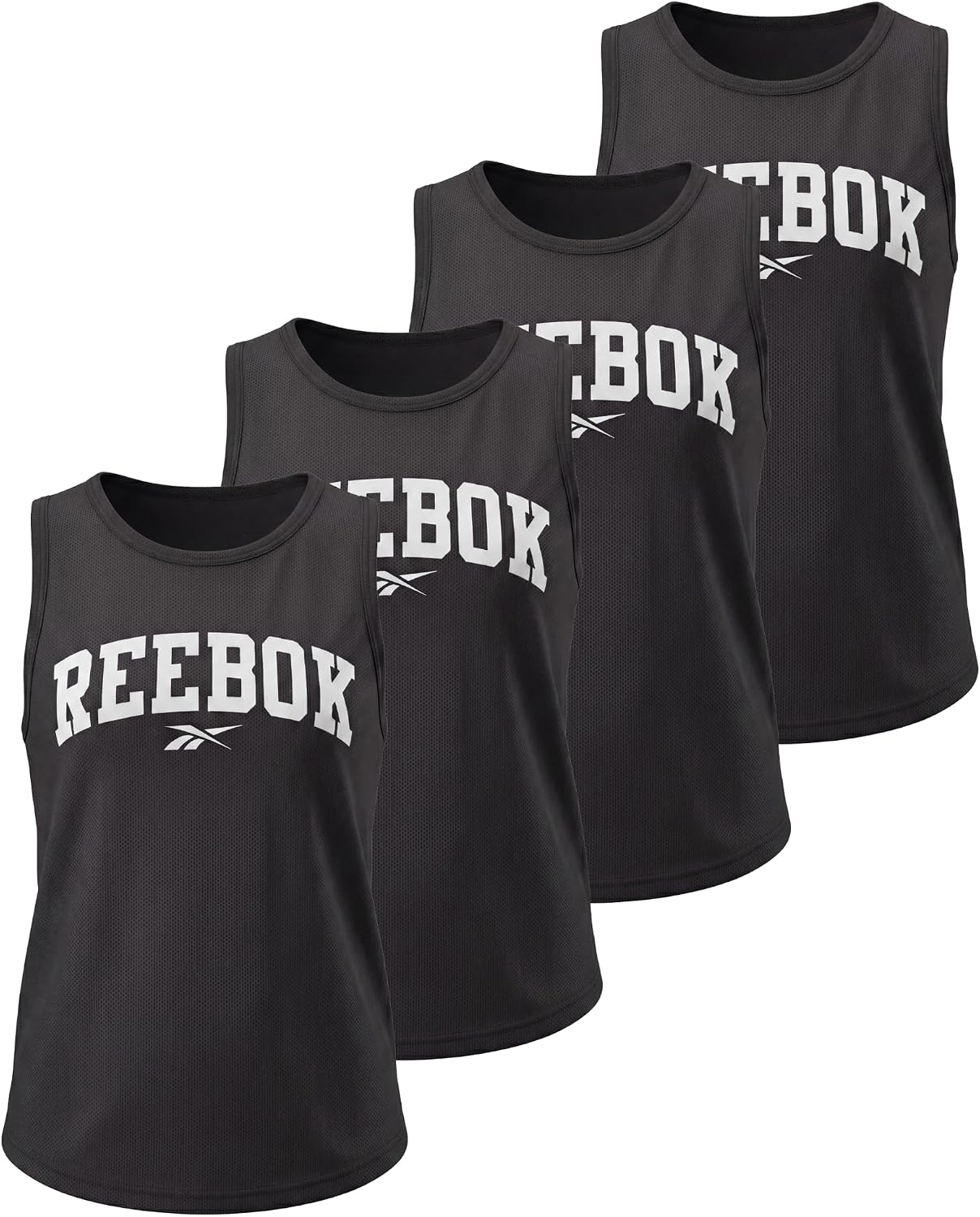 Reebok 4 Pack: Girls' Mesh Tank Tops Athletic Active Sleeveless Sports Workout Running Dance Gym Summer Cute 6-16