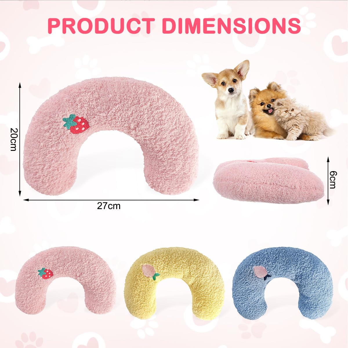 3 Pz Cuscino per Collo di Gatto,Cuscino a Forma di U per Gatti in Morbido e Confortevole,Cuscini Calmante per Animali per Dormire, Riposare, Giocare