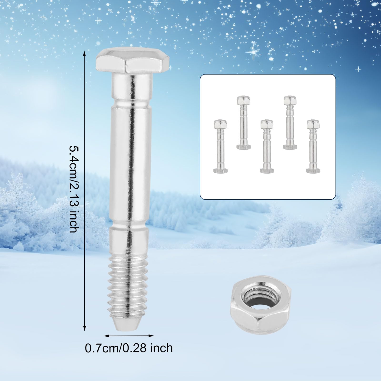 5pcs Snowblower Shear Bolts Pins & Nut - Image 2