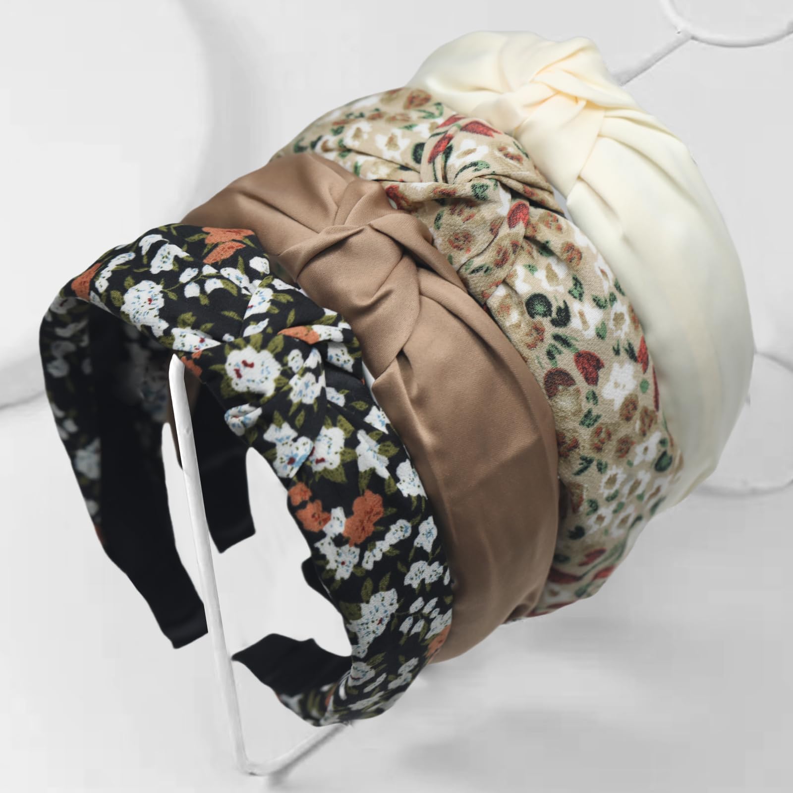 4 Stirnbänder Für Damen Im Geknoteten Design – Rutschfeste Haarreifen In Leopardenmuster & Unifarben