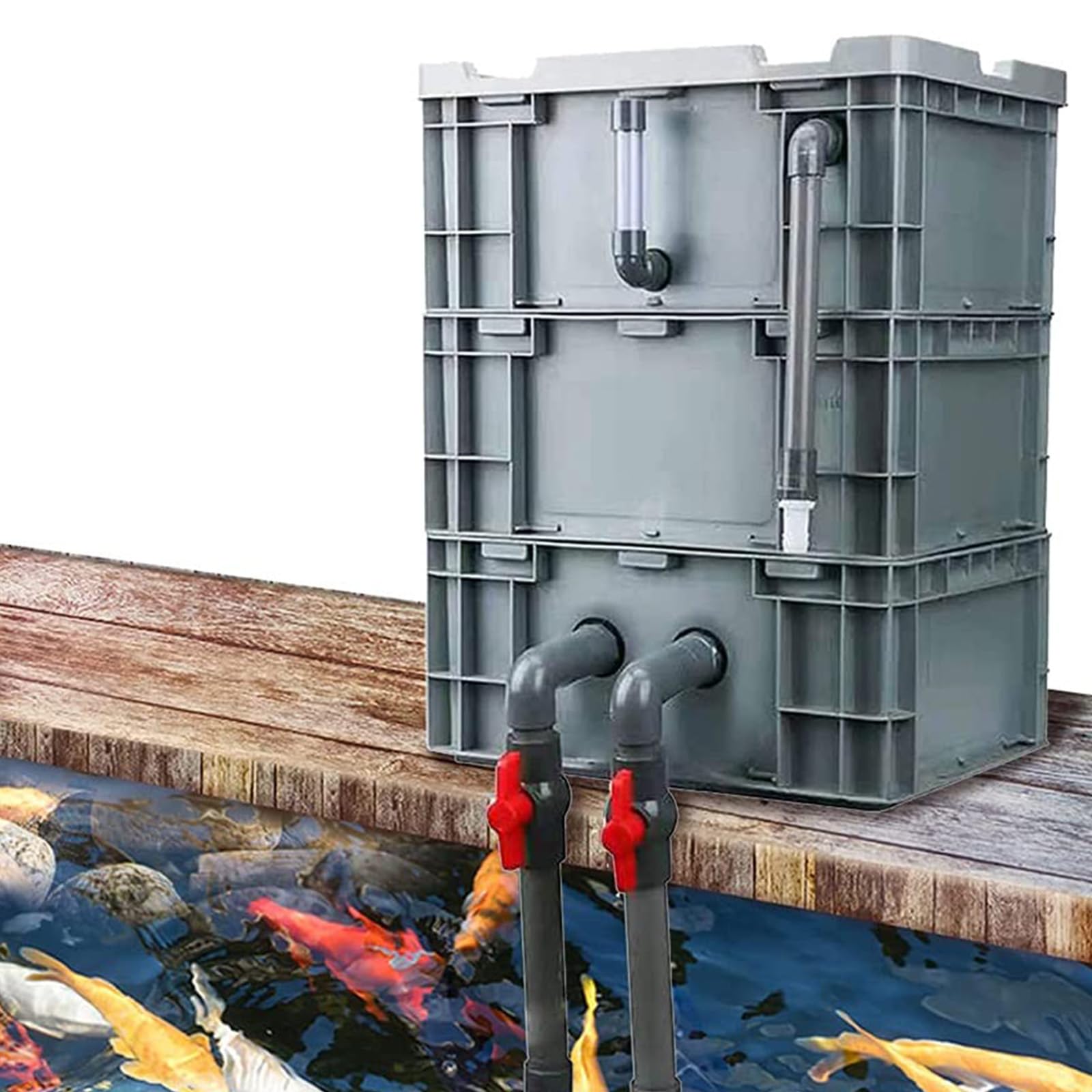 Zestaw filtrów do akwarium, 3-poziomowa zewnętrzna skrzynka filtrująca do obiegu wody z pompką i mediami filtracyjnymi, idealna do stawów i akwariów, łatwy montaż