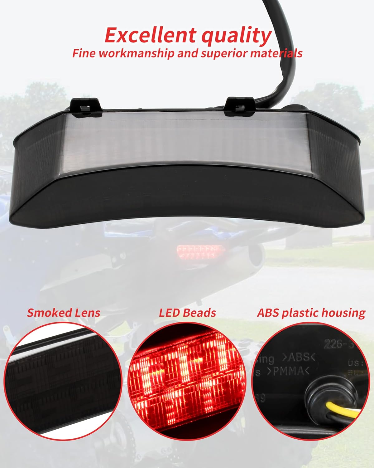 Smoked LED Tail Light for Yamaha Raptor 700R, LED Rear Lamp Brake Taillight for Yamaha Raptor 700R 700 2006-2018 /YFZ450R YFZ450X YFZ 450R 450X 450 R X 2009-2018 Accessories