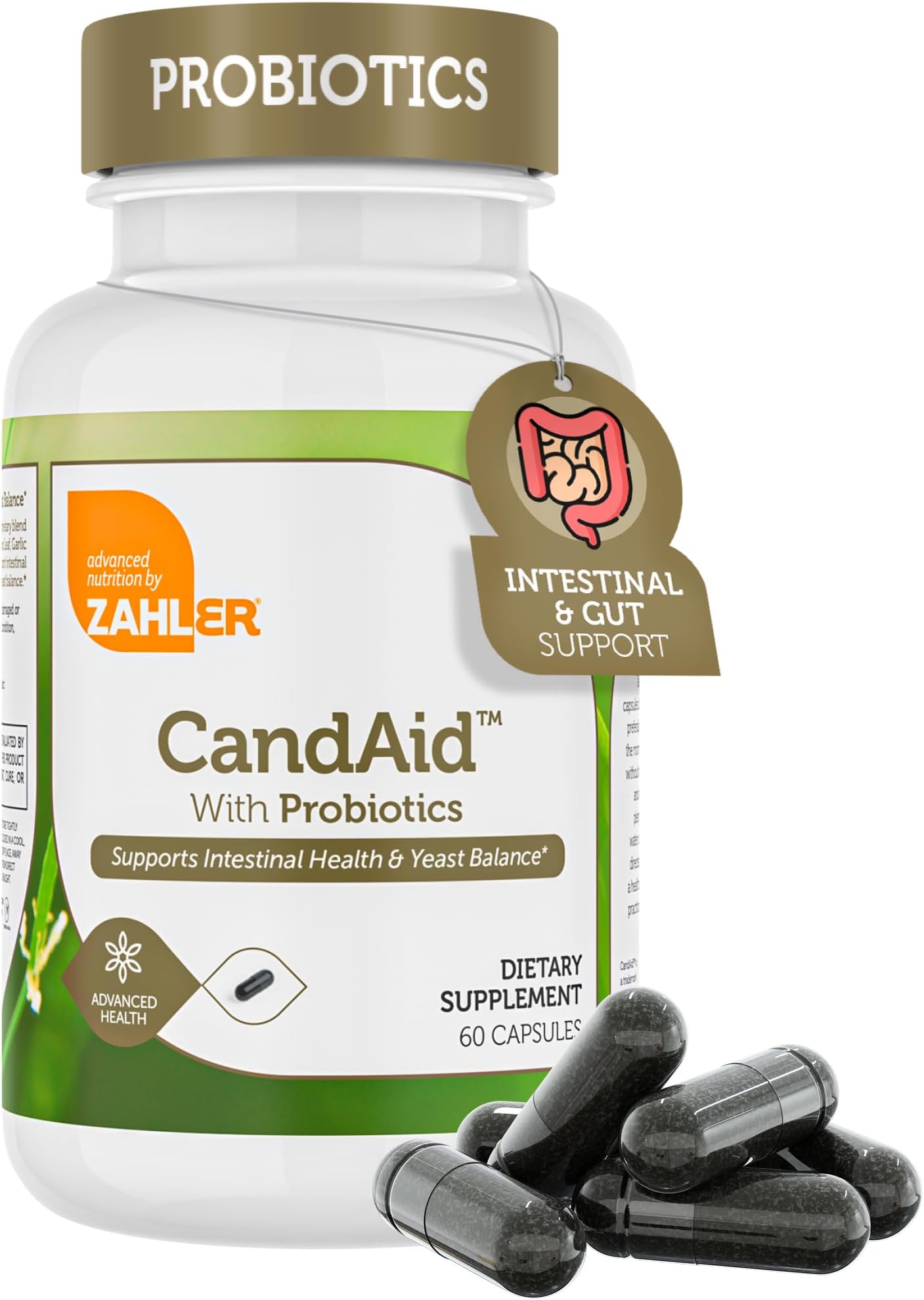 Zahler - CandAid Cleanse Digestive Health Supplement with Probiotics for Women & Men - Daily Adults, Men & Women Probiotic for Gut Health & Overgrowth - Kosher (60 Timed Release Capsules)