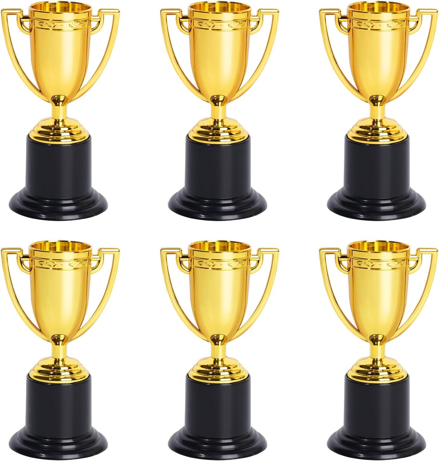 6 PCS Oro Premio Trofei, Mini Trofei d'oro in Plastica 4 Pollici per Bambini Trofeo d'oro per Feste di Laurea, Tornei Sportivi, Premi Scolastici per Bambini in Aula e Decorazioni per Premi Premio