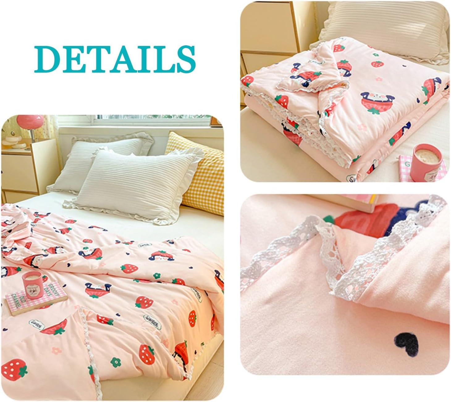 Summer Bedding King Size - Light & Breathable Comforter Soft Cooling Queen Size Cotton Quilt Washable Skin Friendly Blankets(E,200 * 230cm)
