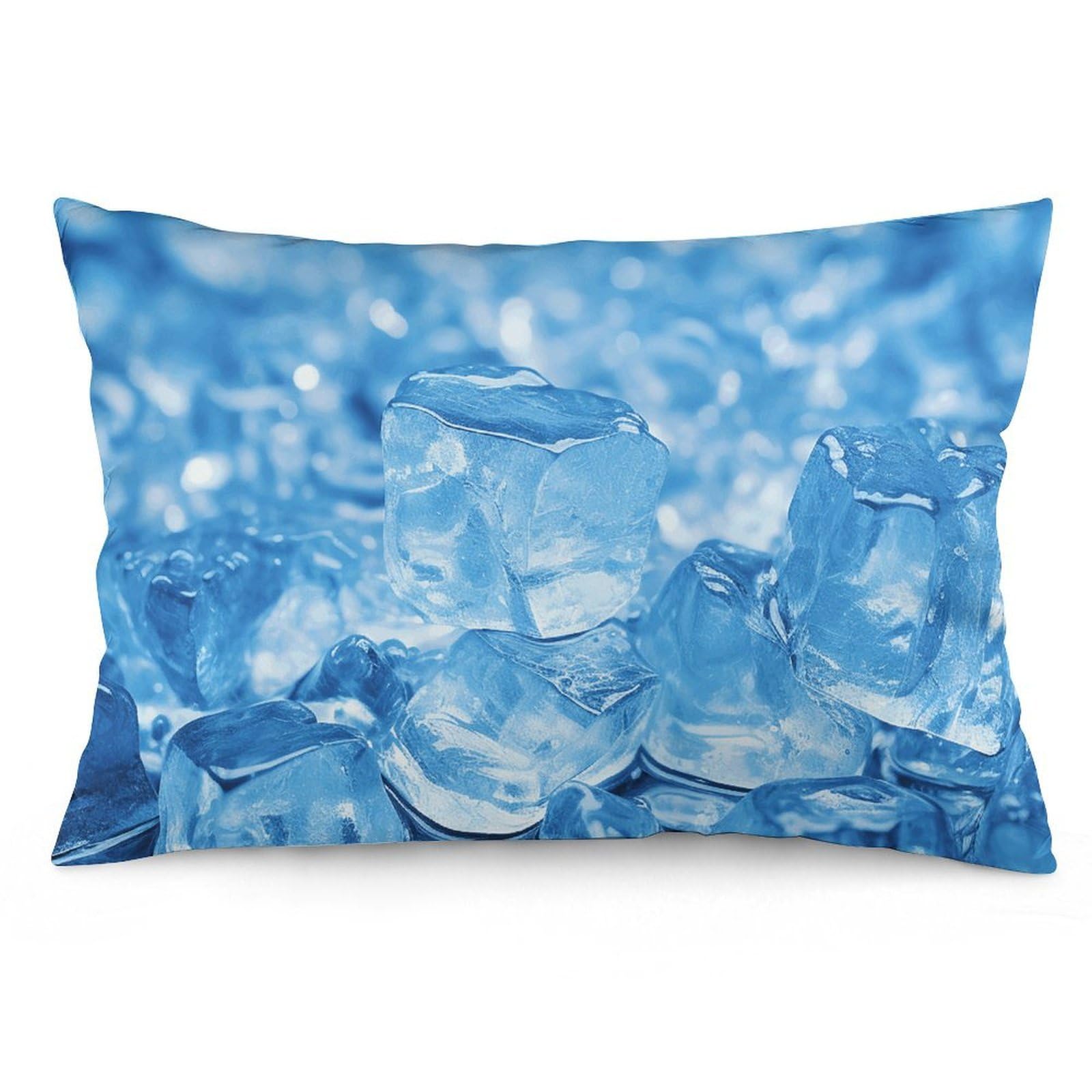 2 Pack Pillow Cases for Hair and Skin, Soft Breathable Pillow Case Covers with Hidden Zipper, Blue Ice Cube Background Pillowcase 12 "x20 Pillow Covers for Sleeping Gift