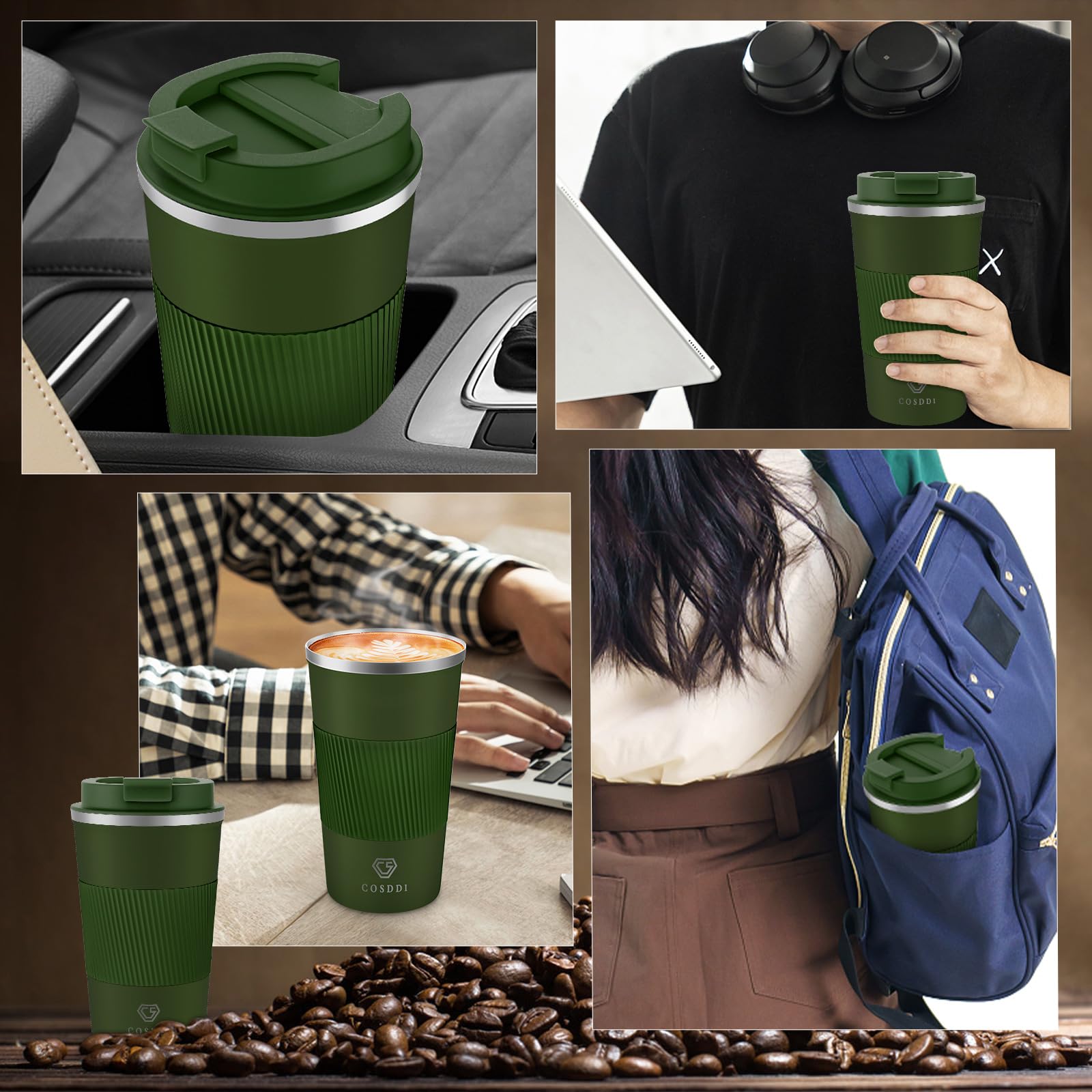 Mug Isotherme 350Ml, Thermos Avec Couvercle Étanche, Tasses À Café