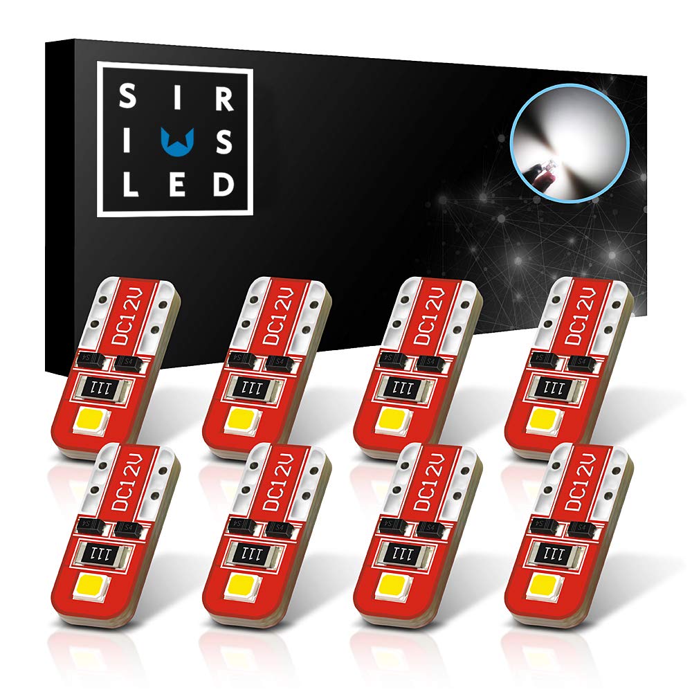 SiriusLED 168 2825 194 Red Dragon Series Ultra Compact Extremely Bright Double Sided 3030 SMD 400 Lumen Auto LED Interior Light Bulbs Pure White Pack of 8