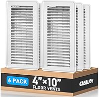 CASAJOY 6 Pack 4x10 Inch Heavy Duty Metal Floor Vent Registers, Rust-Proof White Air Vents for Floor & Sidewall HVAC