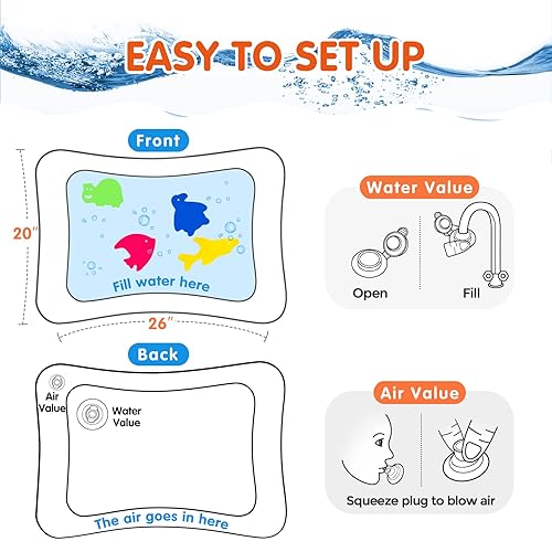 Miniatura 5 de Hitituto Tapete inflable para el tiempo del vientre tapete de juego de agua para bebé centro de actividades divertido para estimulación del bebé