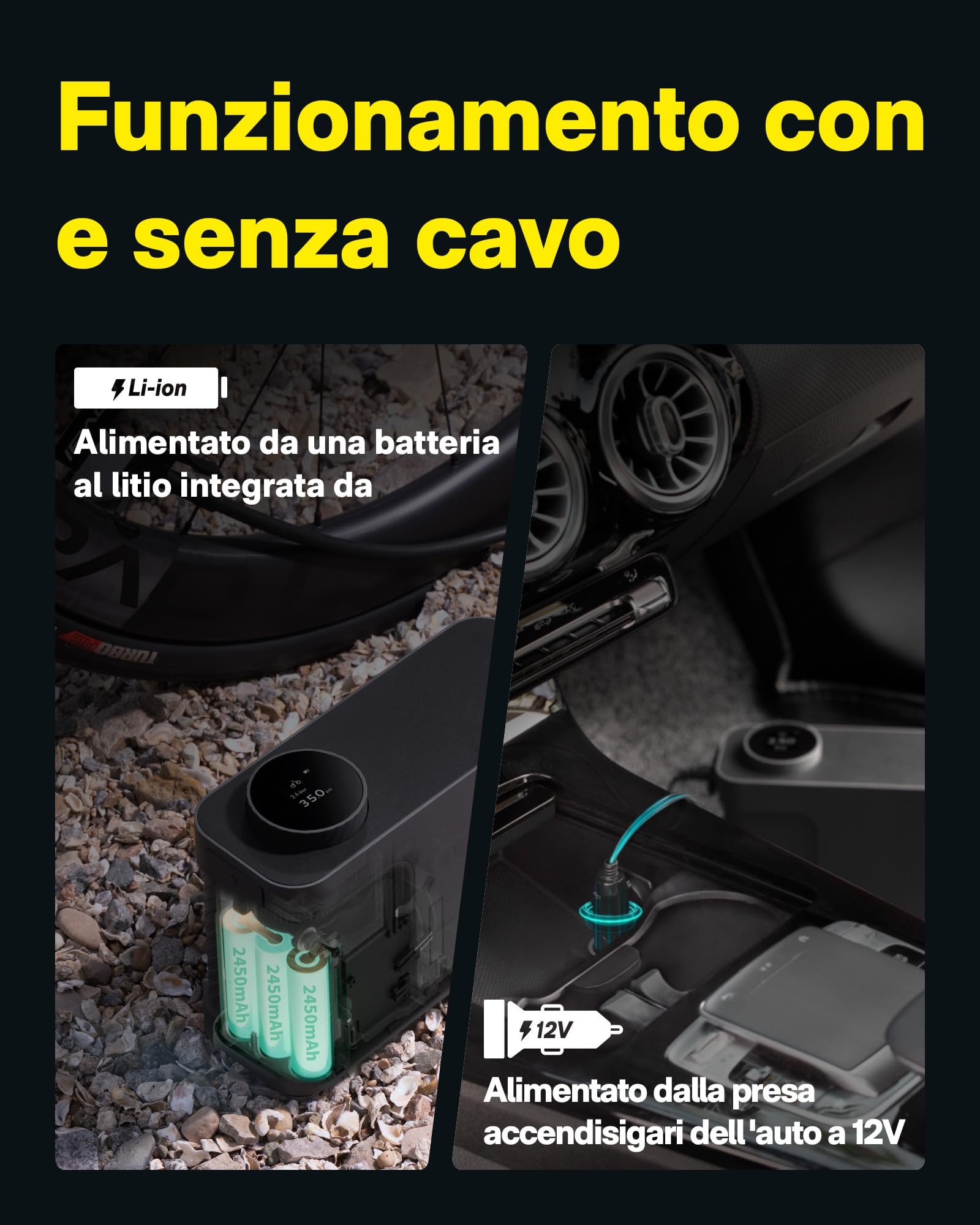 HOTO Compressore Aria Portatile Master, Compressore Portatile Senza Fili Per Auto e Bici, Pompa Elettrica Alimentazione Per Gonfiabili Da Piscina, Materassini Ad Aria, Kayak, Tende, Paddle Board e SUP