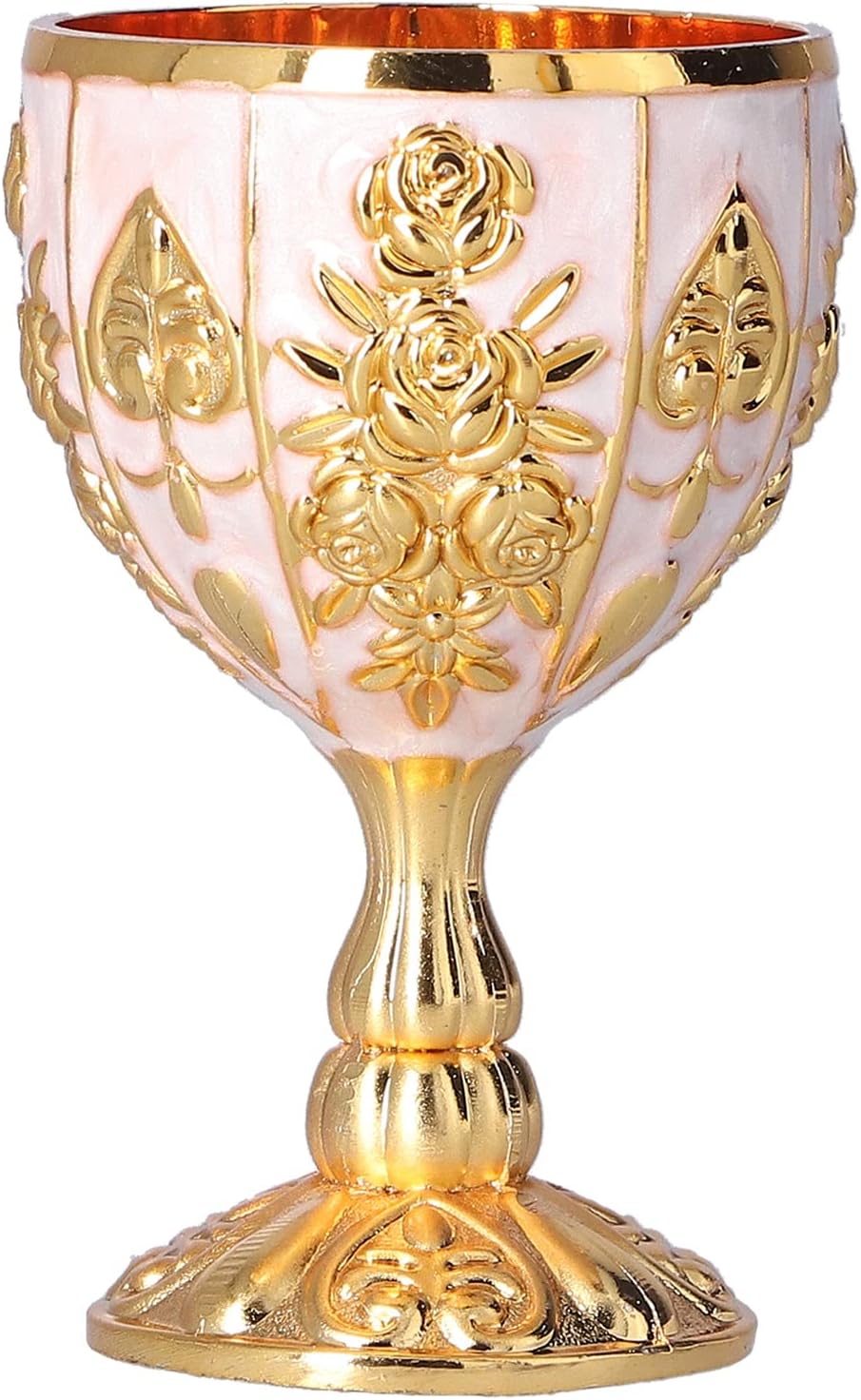 Jeanoko 2Pcs Goblet Vintage Handmade Brass Chalice European Golden Retro Ornaments for Traveling Decoration Home Collection(Pumpkin Golden Hundred)