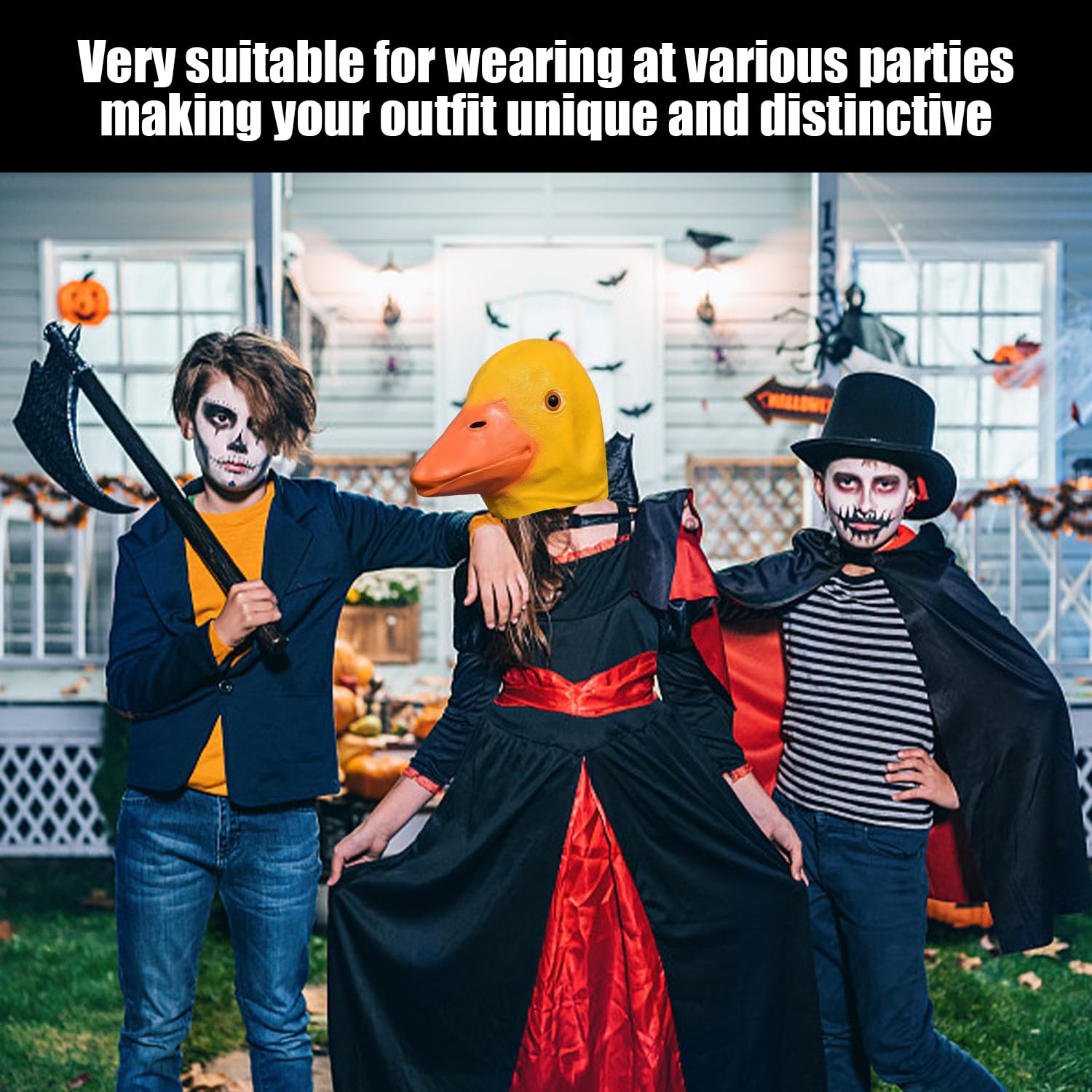 WUFGWBD 1 Piece Duck Head Hood, Yellow Duck Mask Cover, Soft Latex Hood, Funny Animal Mask, Holiday Party Prop Decoration - Image 4