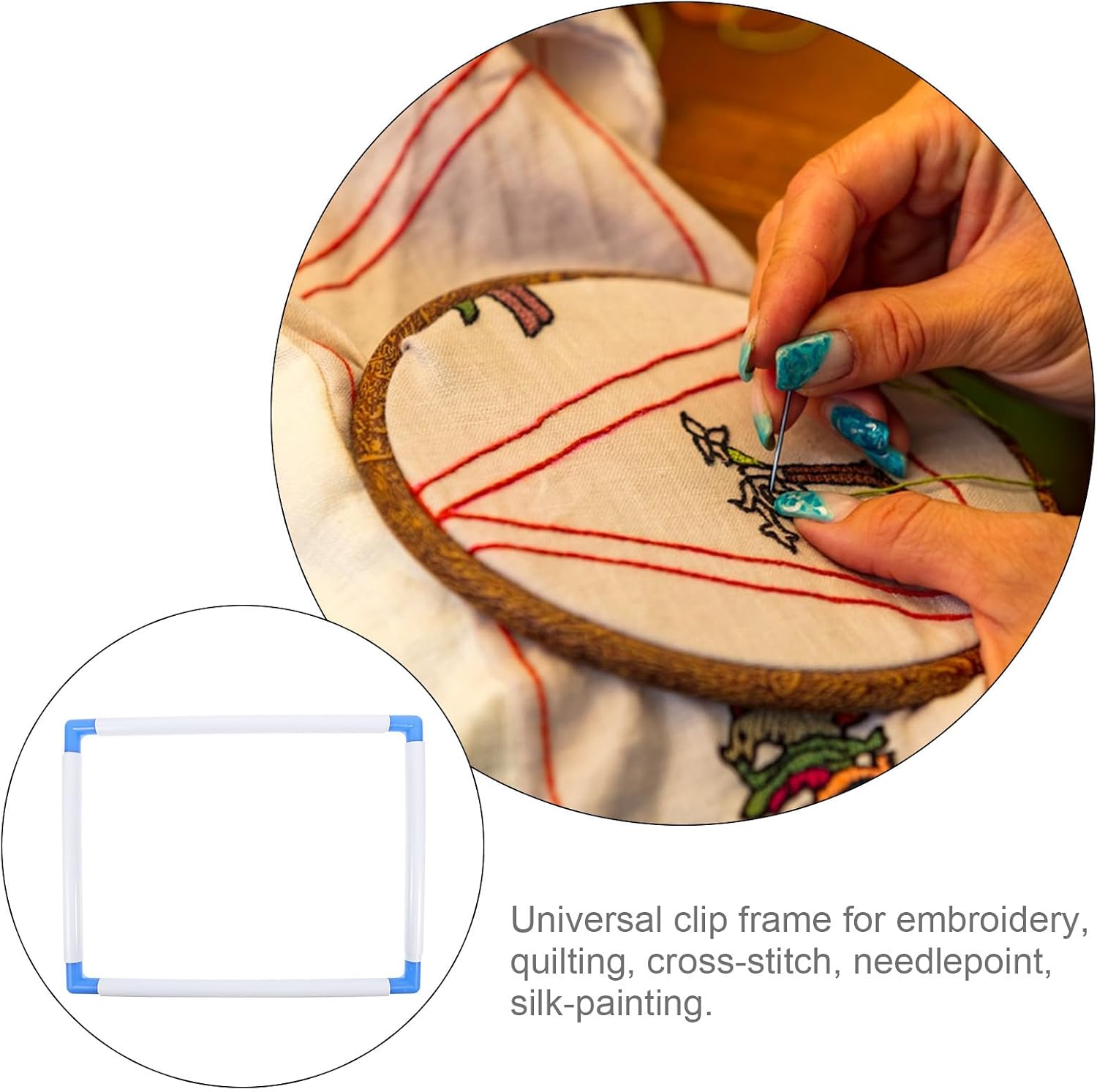 HEMOTON Square Embroidery Frame Clamp for Cross Stitch 30X40Cm Portable Plastic Hoop Tool for Needlepoint and Quilting Crafts Random Color Random Color