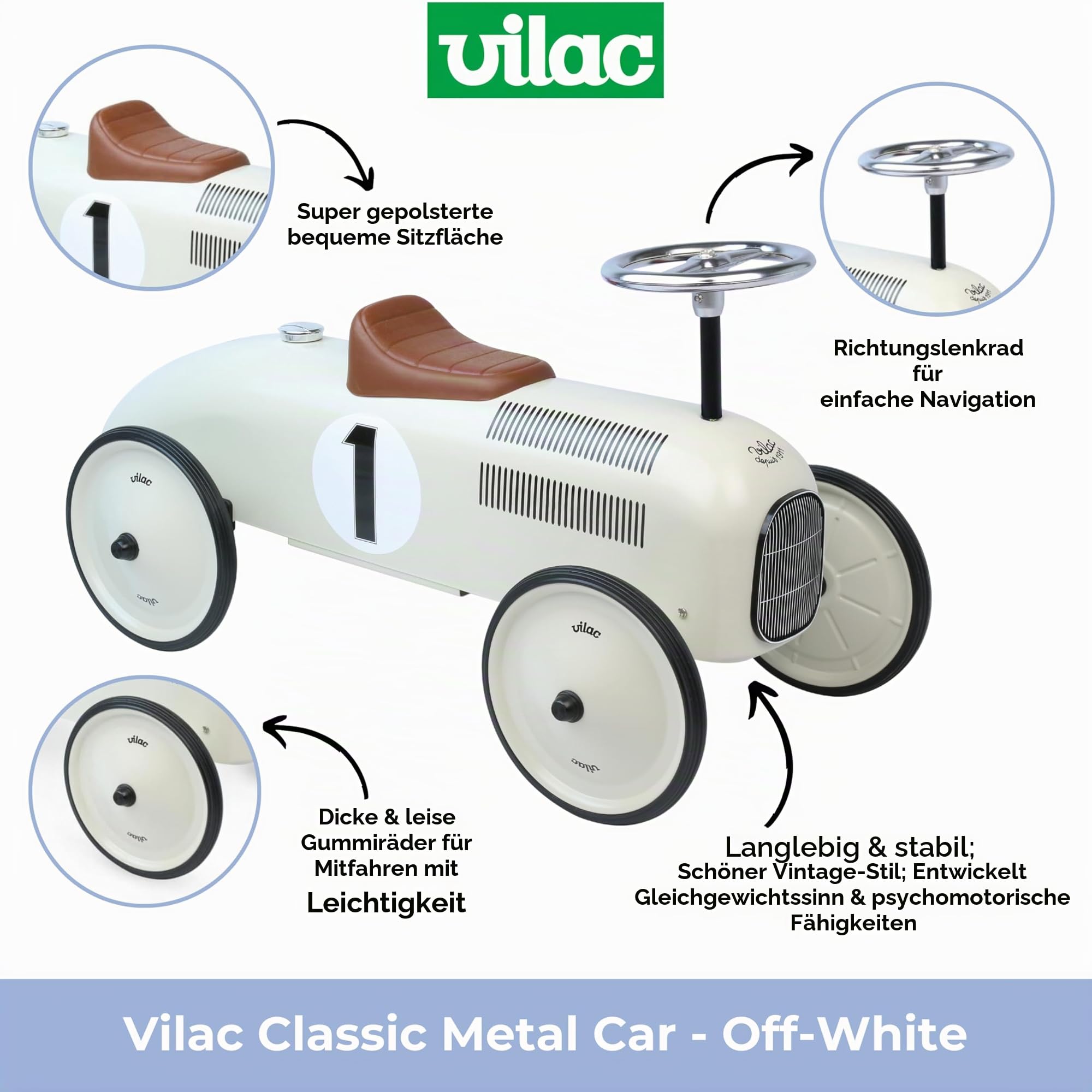 Vilac Metal Car, Creme
