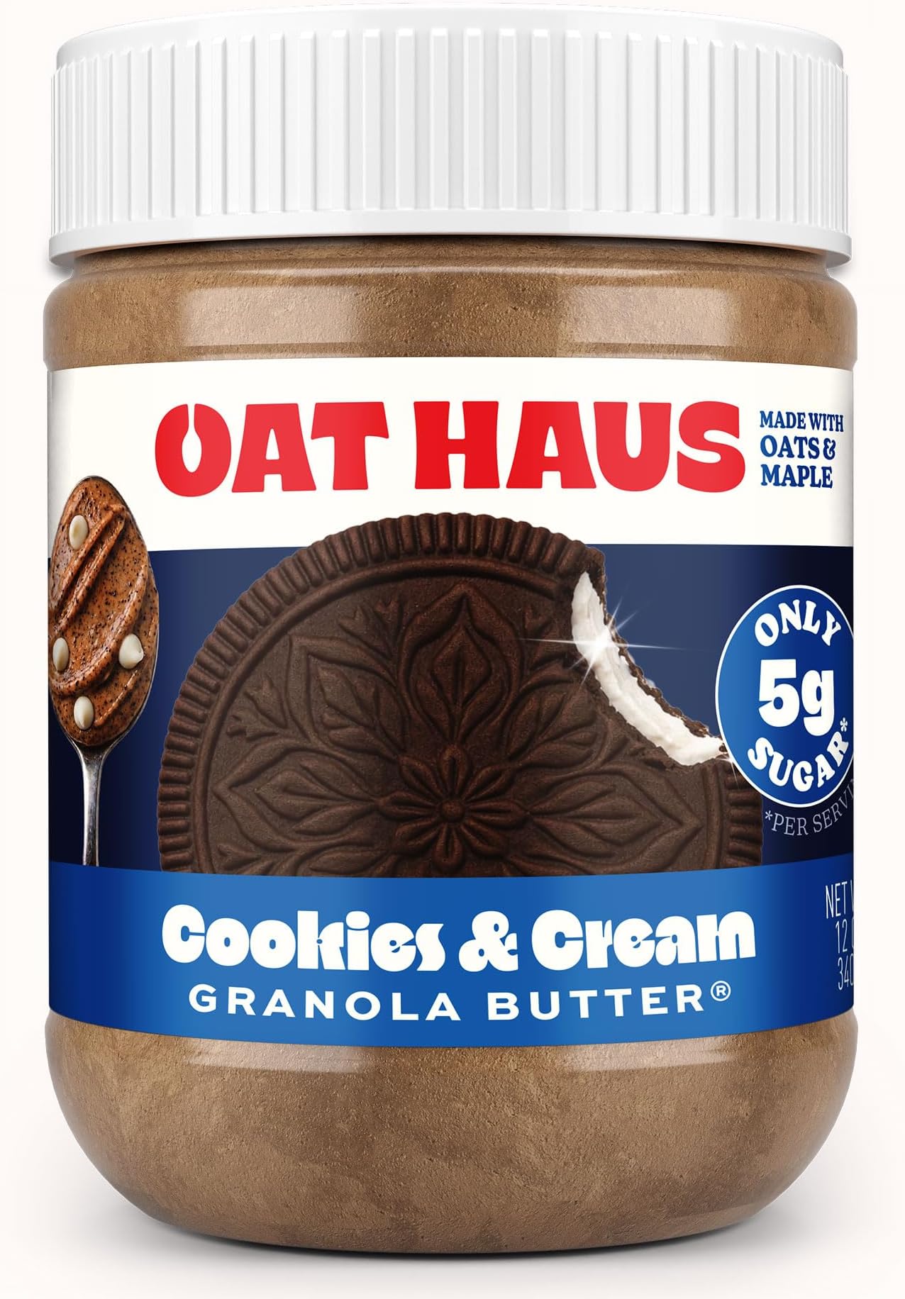 Oat Haus Cookies And Cream Granola Butter | Peanut-free, Almond (Tree-Nut) Free, & School-Safe (Top 8 Allergen Free) | Cookie Butter Alternative