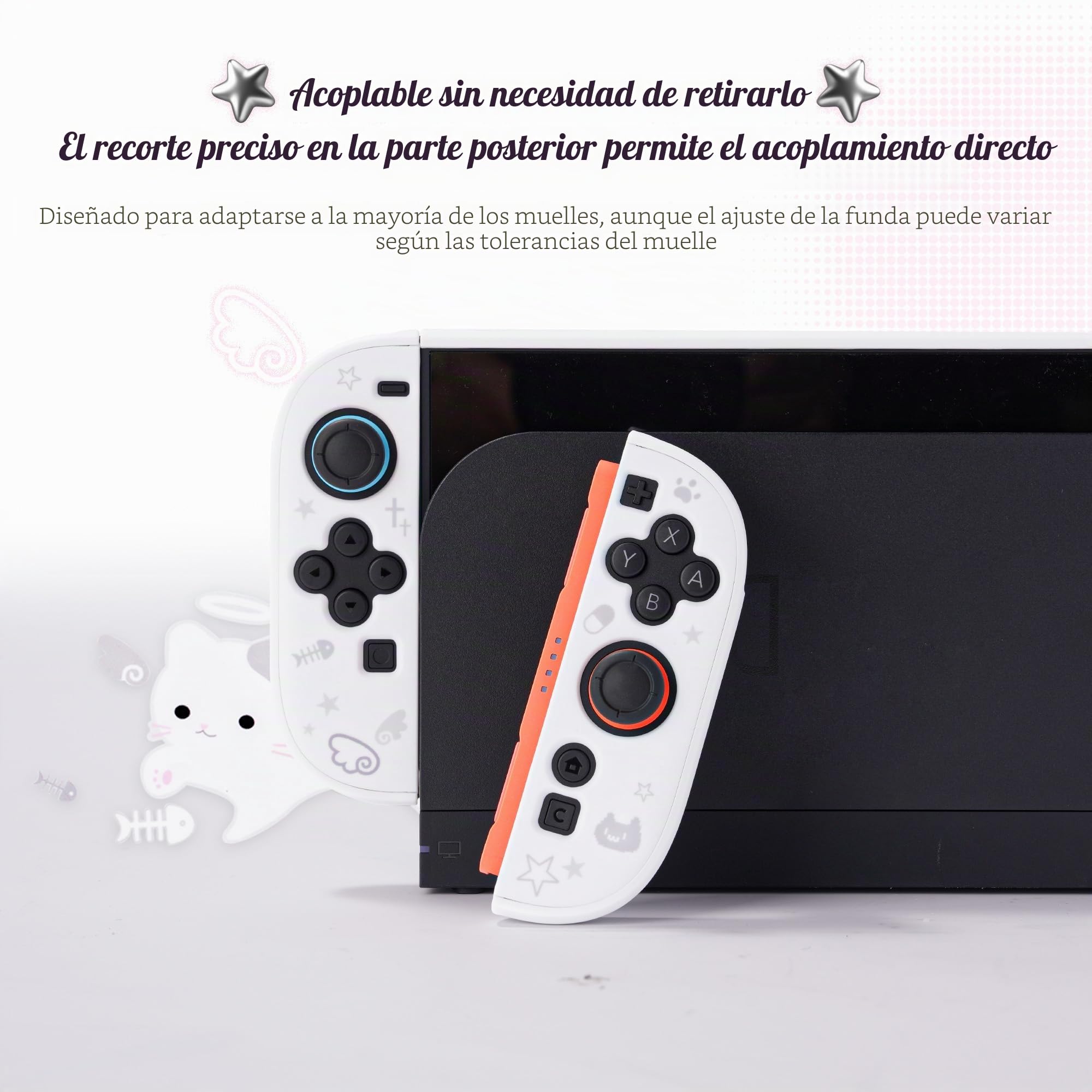 GeekShare Carcasa protectora compatible con Switch 2, funda acoplable de dibujos animados Kawaii compatible con Switch 2, diseño antiarañazos y de absorción de golpes, diseño de Star Kitty