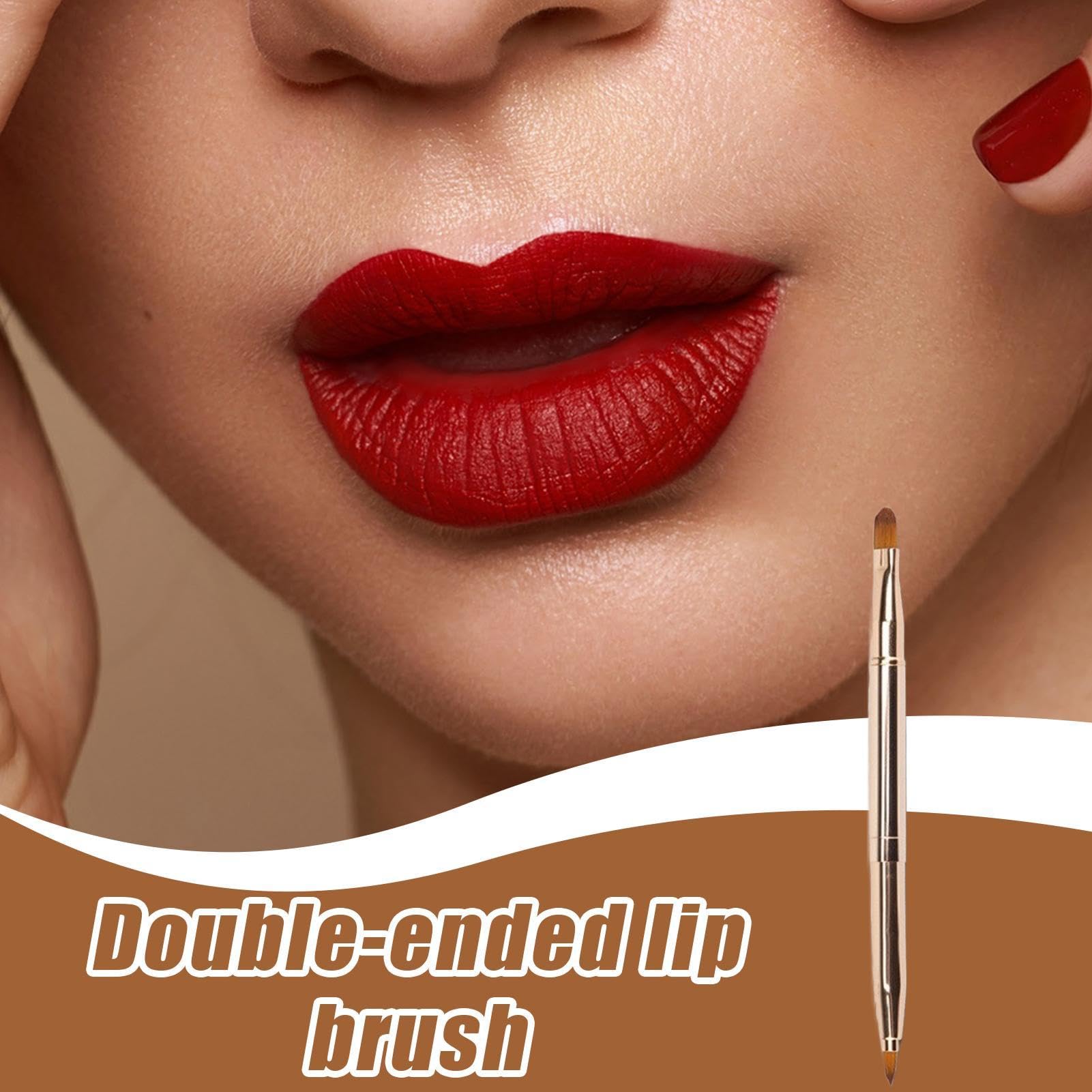 Pennello per labbra a doppia estremità, applicatore retrattile per trucco, labbra e rossetto, strumento di miscelazione con tappo per lucida, ombretto, pennello cosmetico multiuso per kit