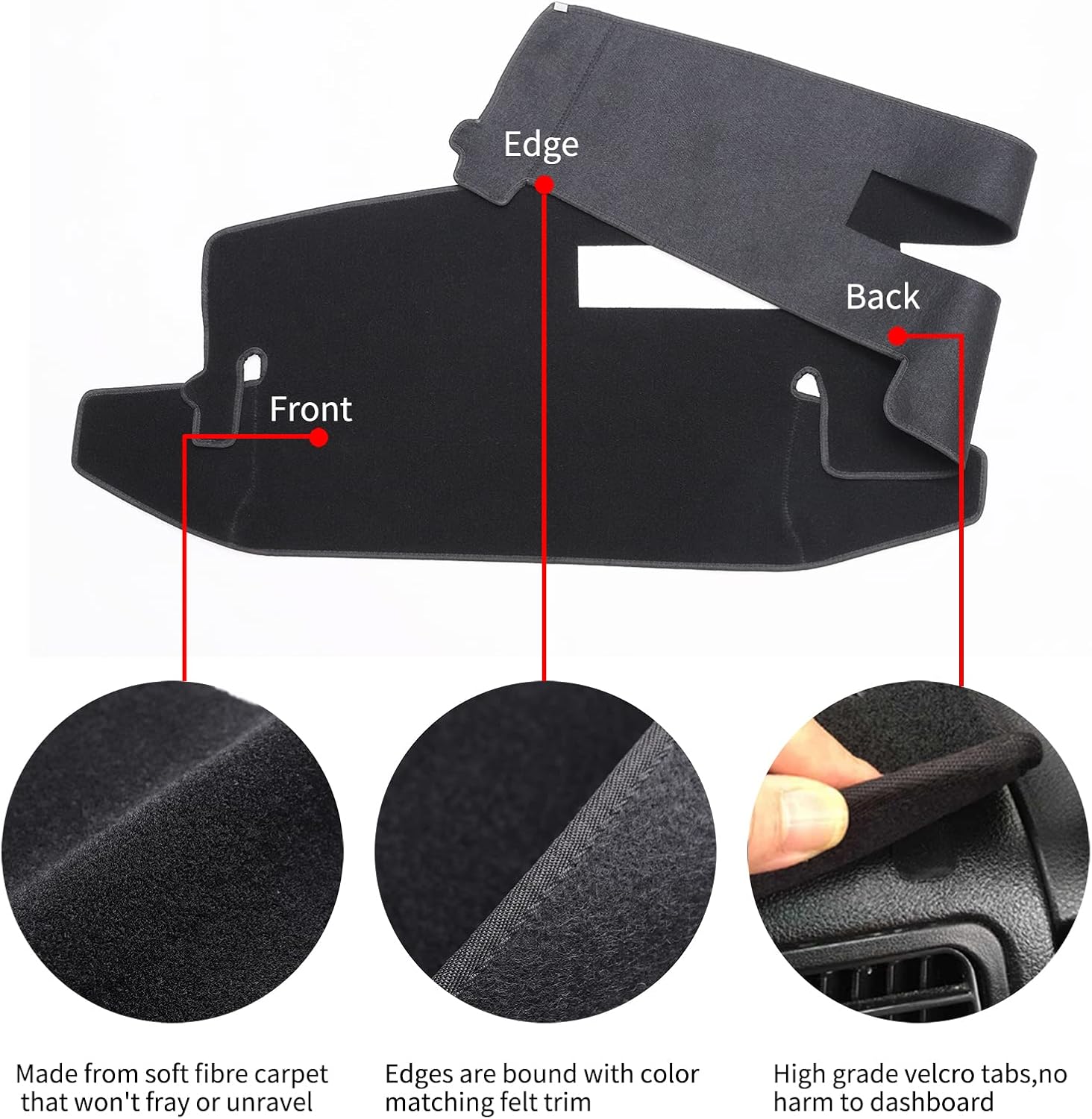 Dashboard Cover Custom Fit for Chevy Chevrolet/GMC Sierra C1500 C2500 C3500 K1500 K2500 K3500 Pickup Truck 1988-1994 Dash Cover Mat (88-94,Black)