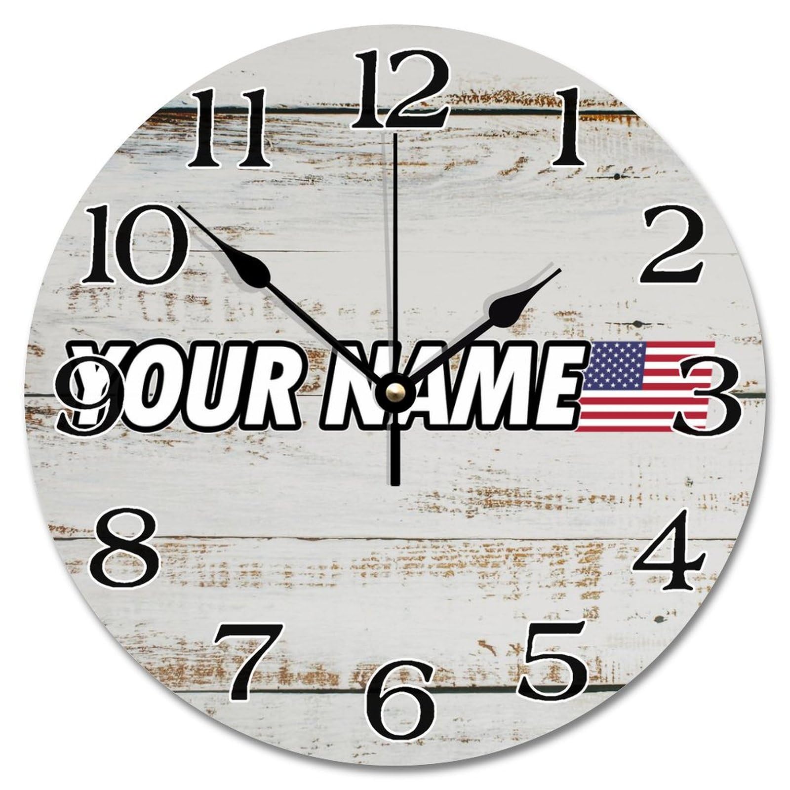 Horloge murale drapeau Amérique ronde de 30,5 cm silencieuse à piles pour salon