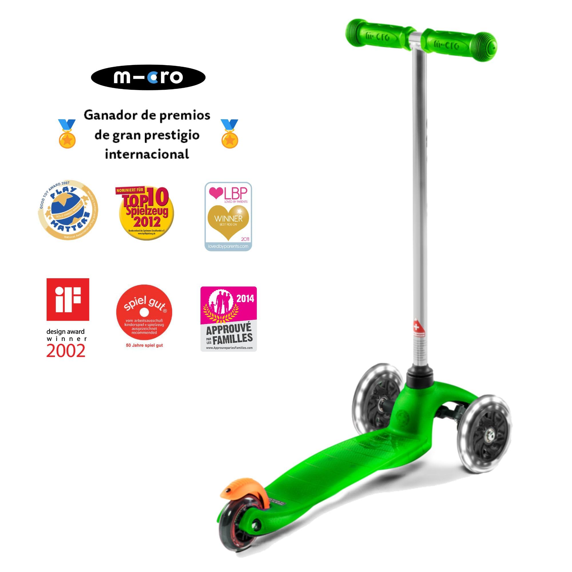 Micro® Mini Classic LED | Patinete Infantil 3 Ruedas | Ruedas con Luces sin Pilas | Rodamientos ABEC9 | Plataforma Reforzada | Manillar Desmontable | Niños y Niñas | 2-5 Años