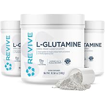 Revive MD Gut L-Glutamine Powder - Muscle Recovery & Immune Support Supplement for Adults - Promotes Digestive Health, Reduces Muscle Soreness & Supports Immunity - Vegan 90 Servings