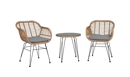 Antibes 3-Piece Patio Conversation Set with Cushions, Steel Frame Wrapped
