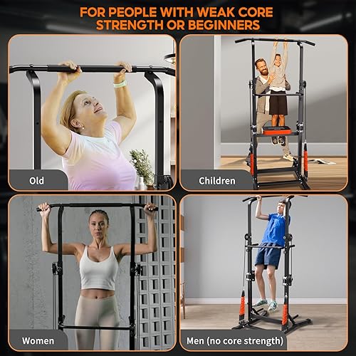 Miniatura 8 de ONETWOFIT Power Tower Pull Up Bar Station Assistive Trainer, Multi-Function Adjustable Height Dip Station for Home Gym Workout, Strength Training
