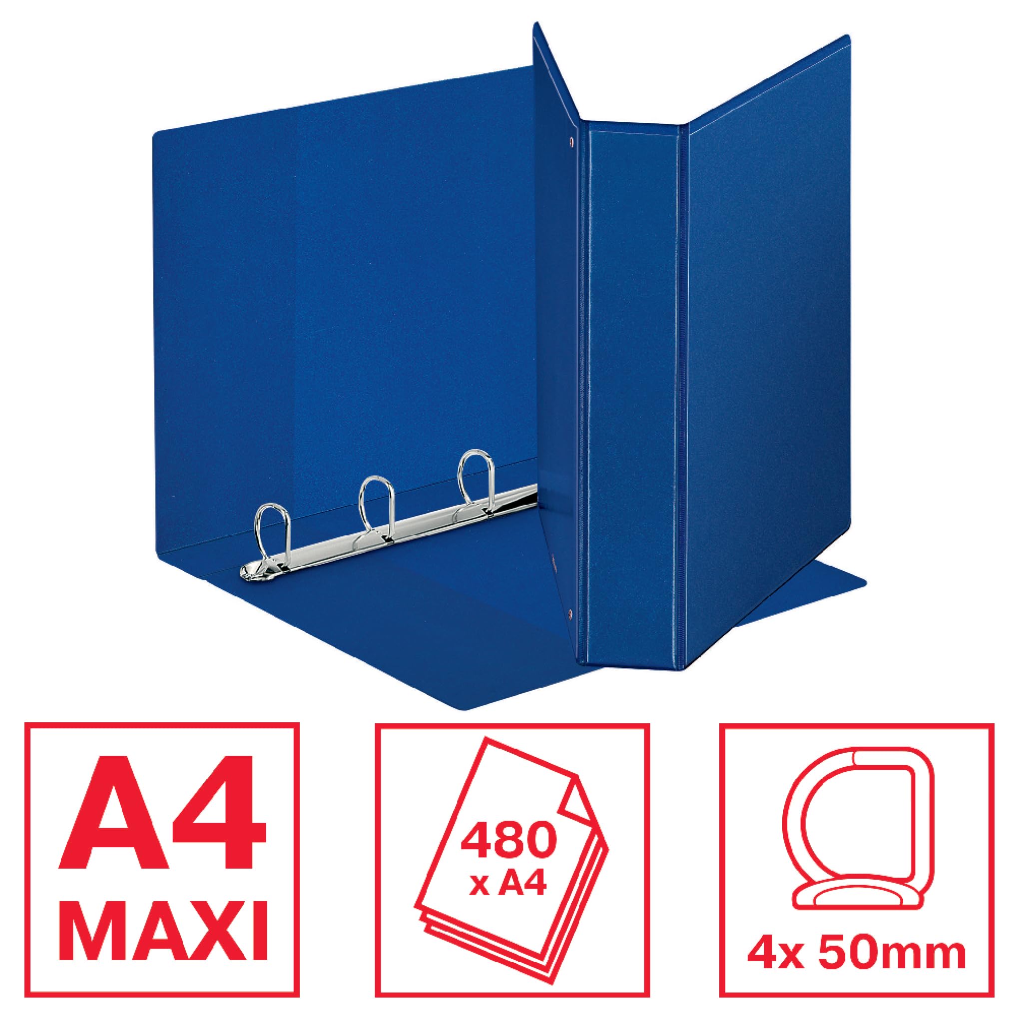 Raccoglitore personalizzabile Display - 4 anelli a D 50 mm - dorso 7,1 cm - 22x30 cm - blu - Esselte - Conf. 12 Pezzi