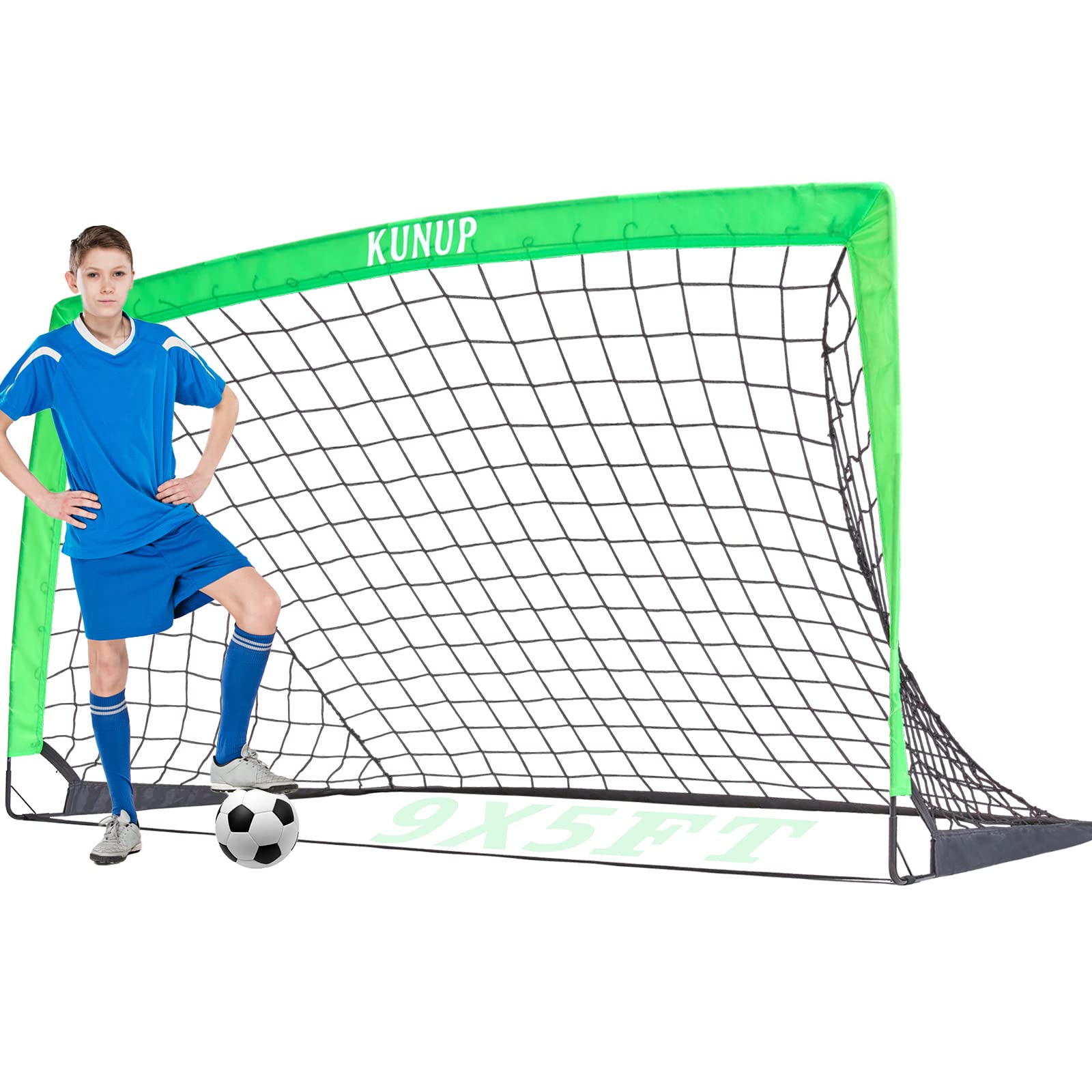 Kunup Kid Soccer Goal for Backyard 5x3FT 6x4FT 9x5FT Large Portable
