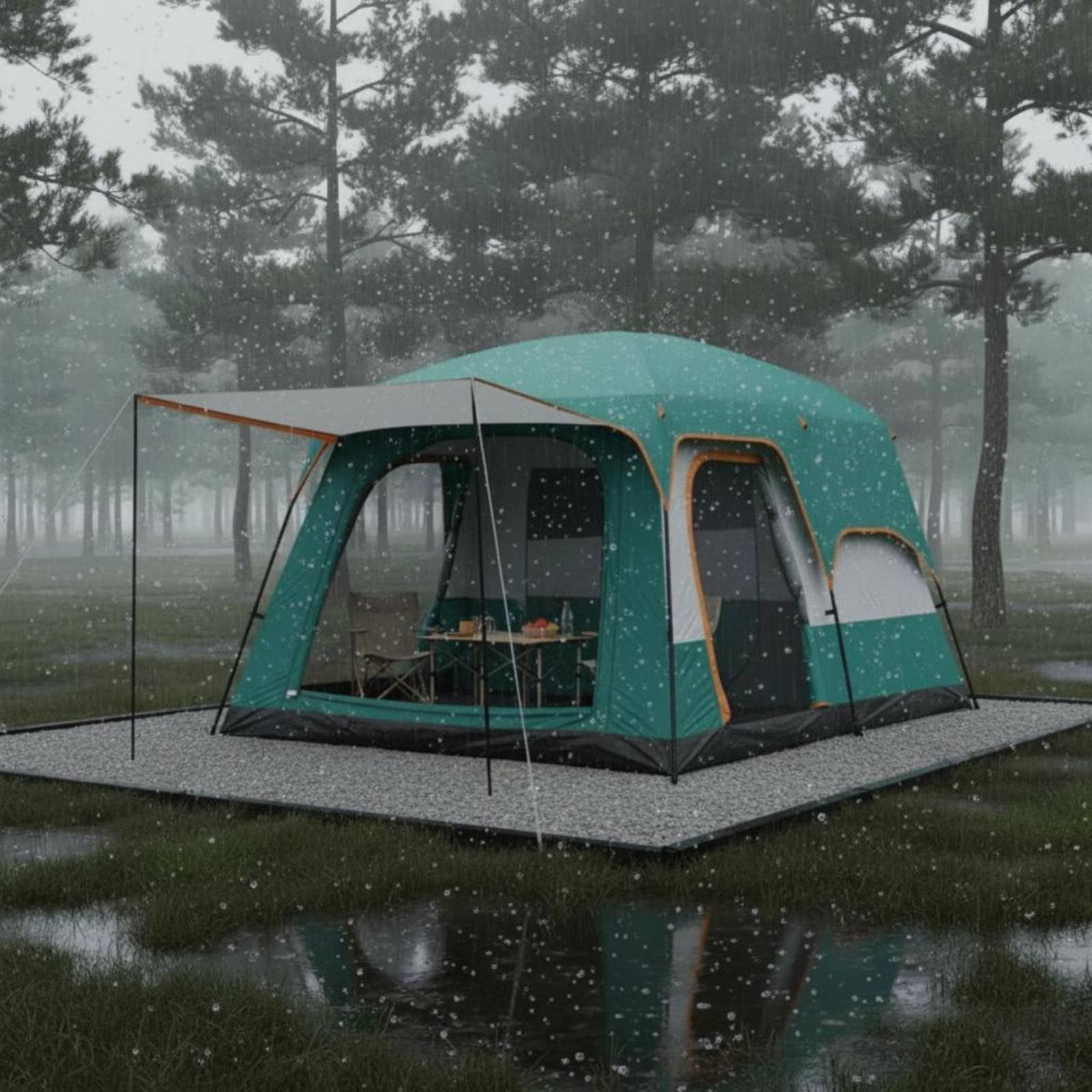 Tenda da Campeggio Impermeabile Multi Ambiente con Due Stanze Area Living Ariosa Tessuto Oxford 210D a Doppio Strato Protezione Solare 50+ E
