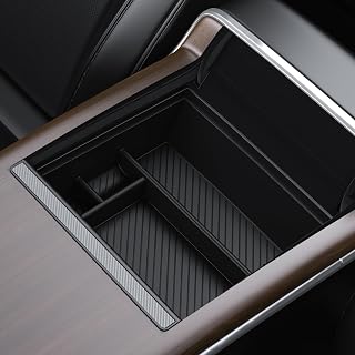 2026-2022 Tesla Model S Model X Center Console Organizer Tray(Carbon Edition), Armrest Storage Box for Model X/S Plaid/Long Range Refresh Console Accessories