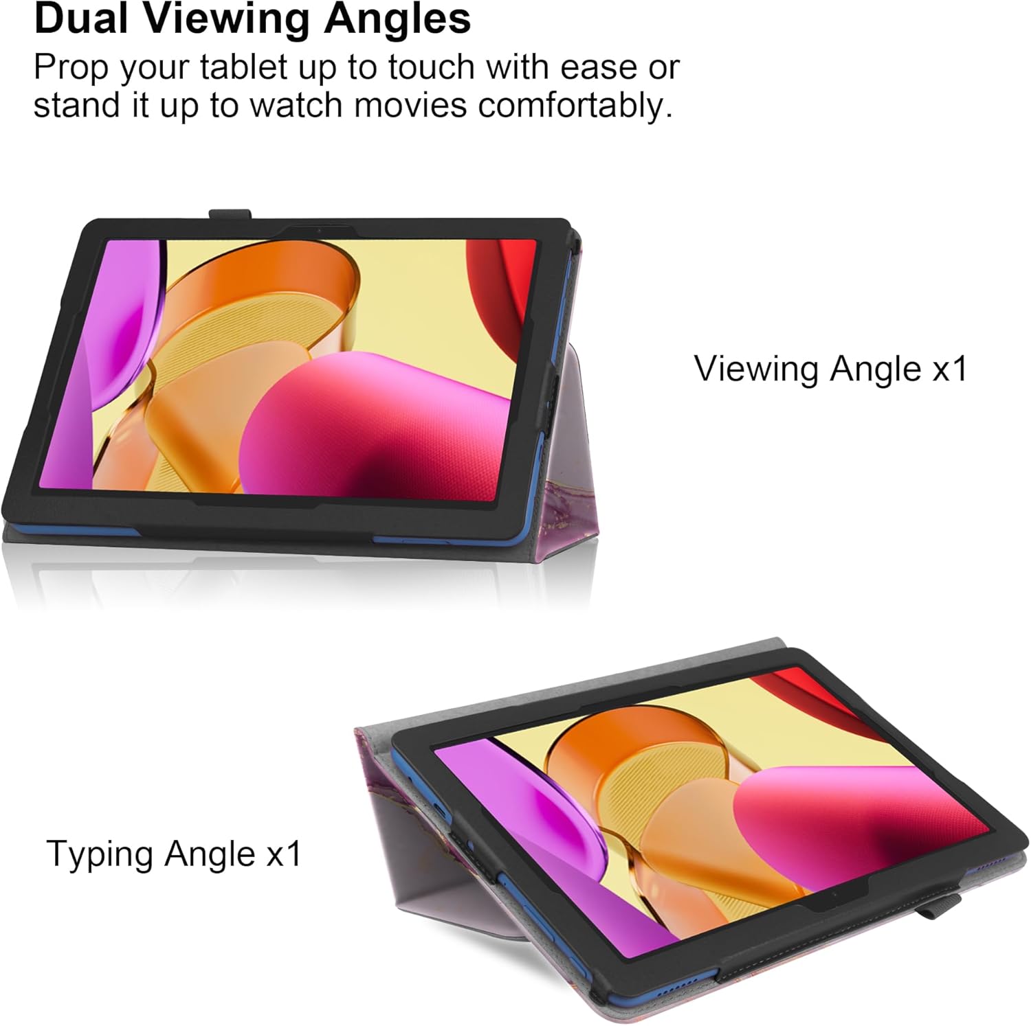 Case for T-Mobile Revvl Tab 5G 10.36" Tablet 2023 Release - Slim Lightweight Folio Stand Cover PU Leather Case Cover + 2 Pieces Glass Screen Protector (Pink Marble)