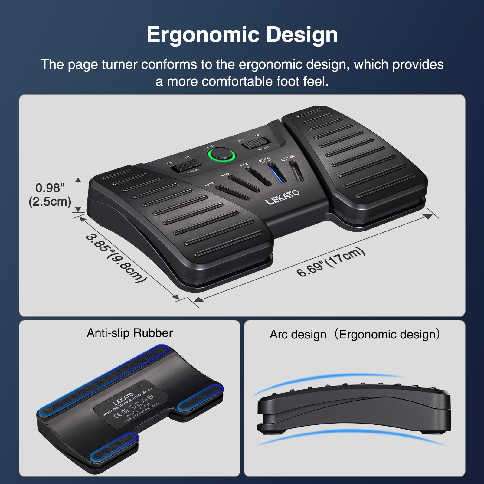 LEKATO Bluetooth Page Turner Pedal für Tablet Smartphone