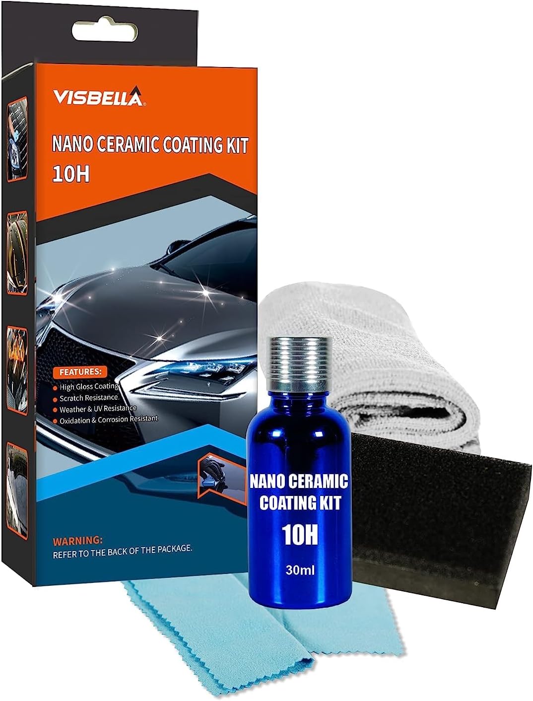 Nano Ceramic Coating Kit 10H Permanent Coat High Gloss finish unmatched Super Hydrophobic Effect, Scratch Resistance, Chemical UV ResistancE