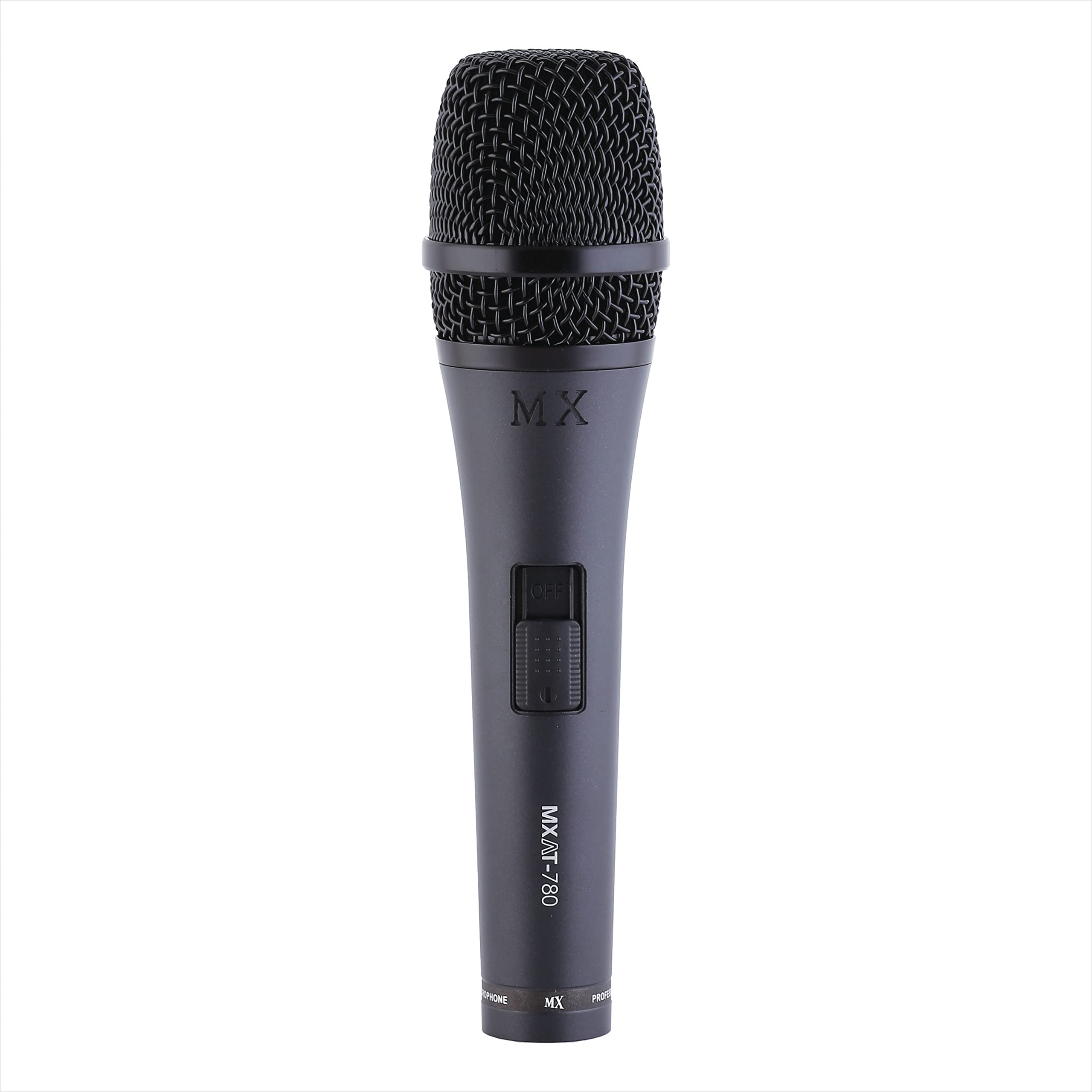 MX Handheld Dynamic XLR Unidirectional Microphone with On/Off Switch Super-Cardioid Pickup for Solo Vocals, Karaoke, Speeches & Performances